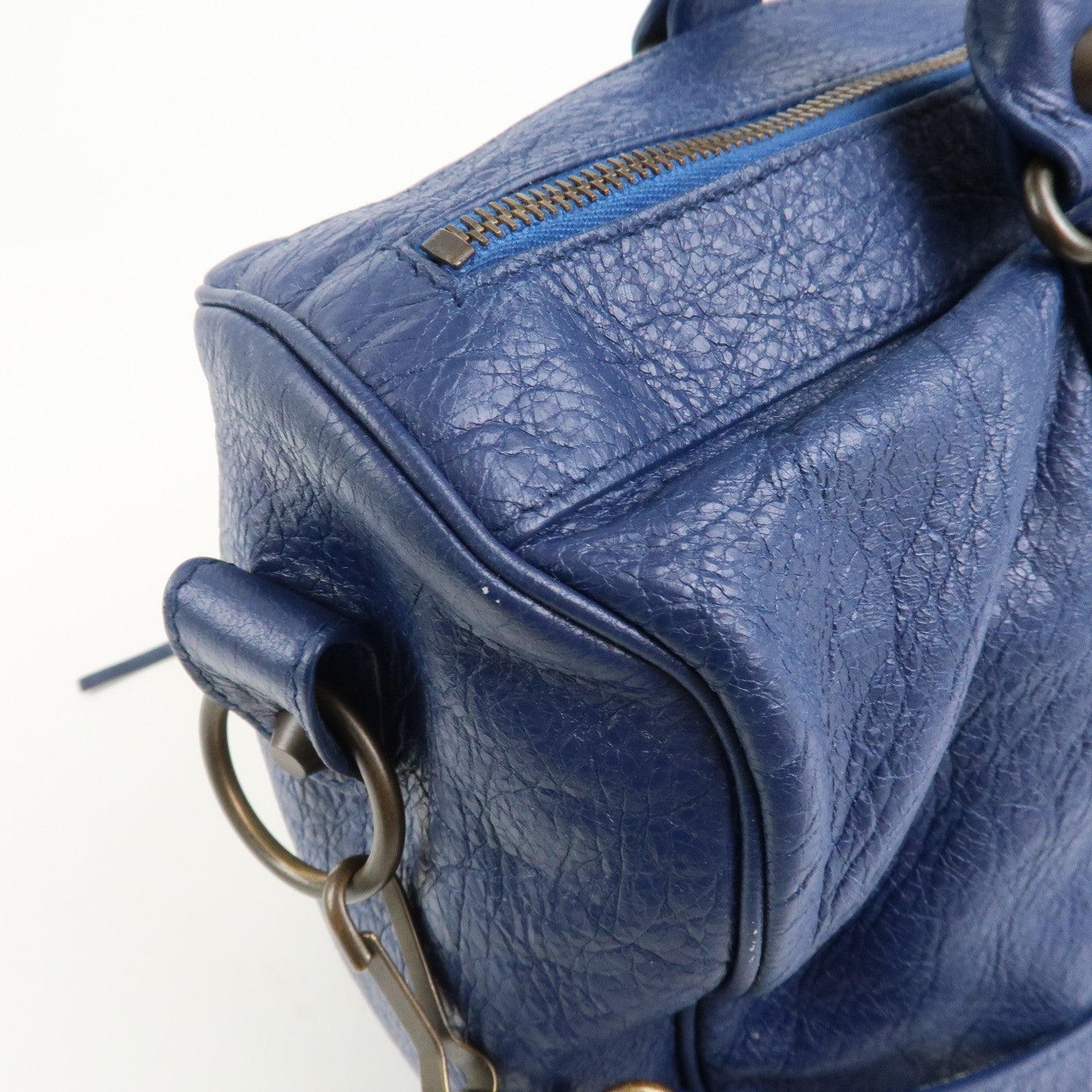 BALENCIAGA Leather The Twiggy 2WAY Bag Hand Bag Blue 409334