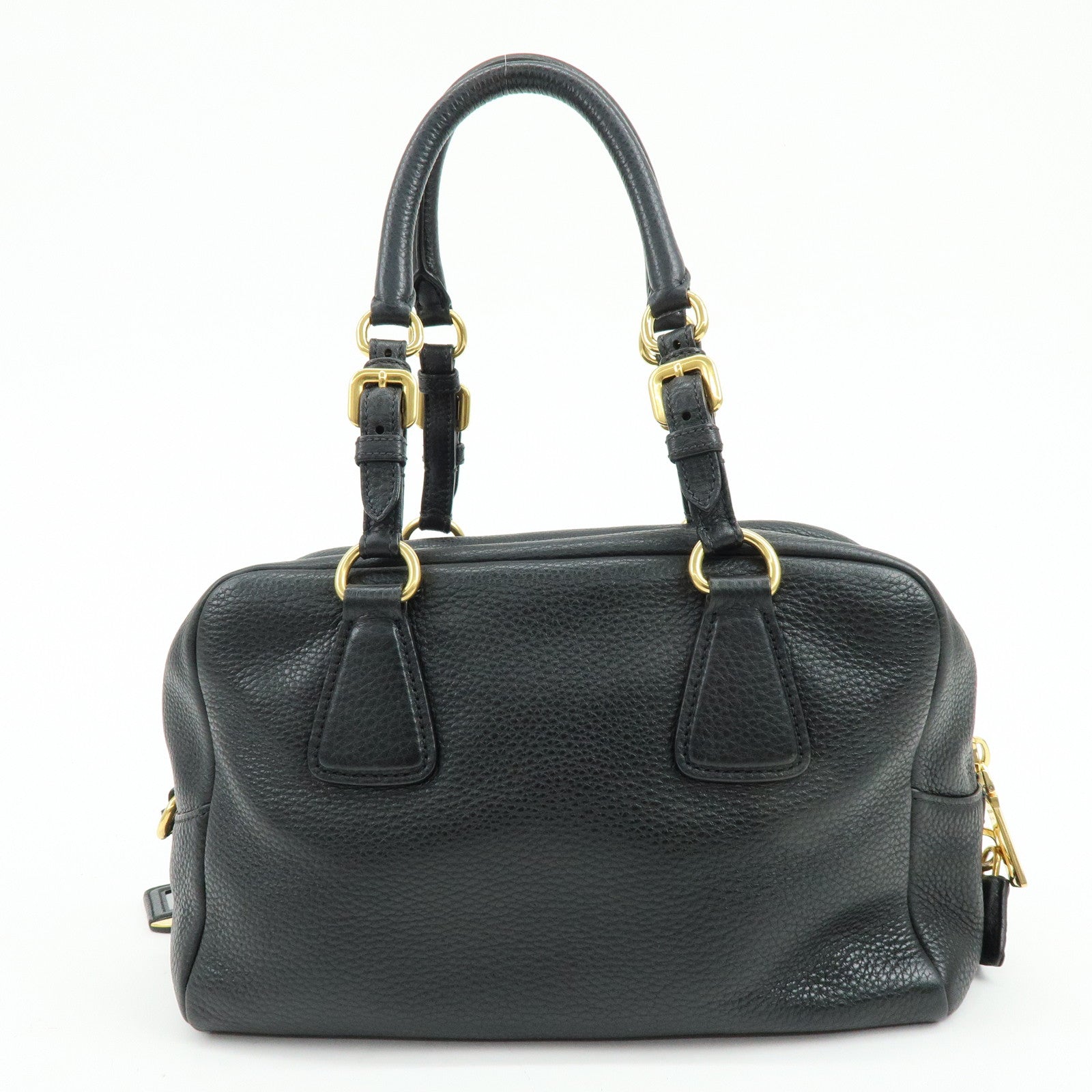 PRADA Vitello Daino Leather Shoulder Bag Hand Bag Black B3091M