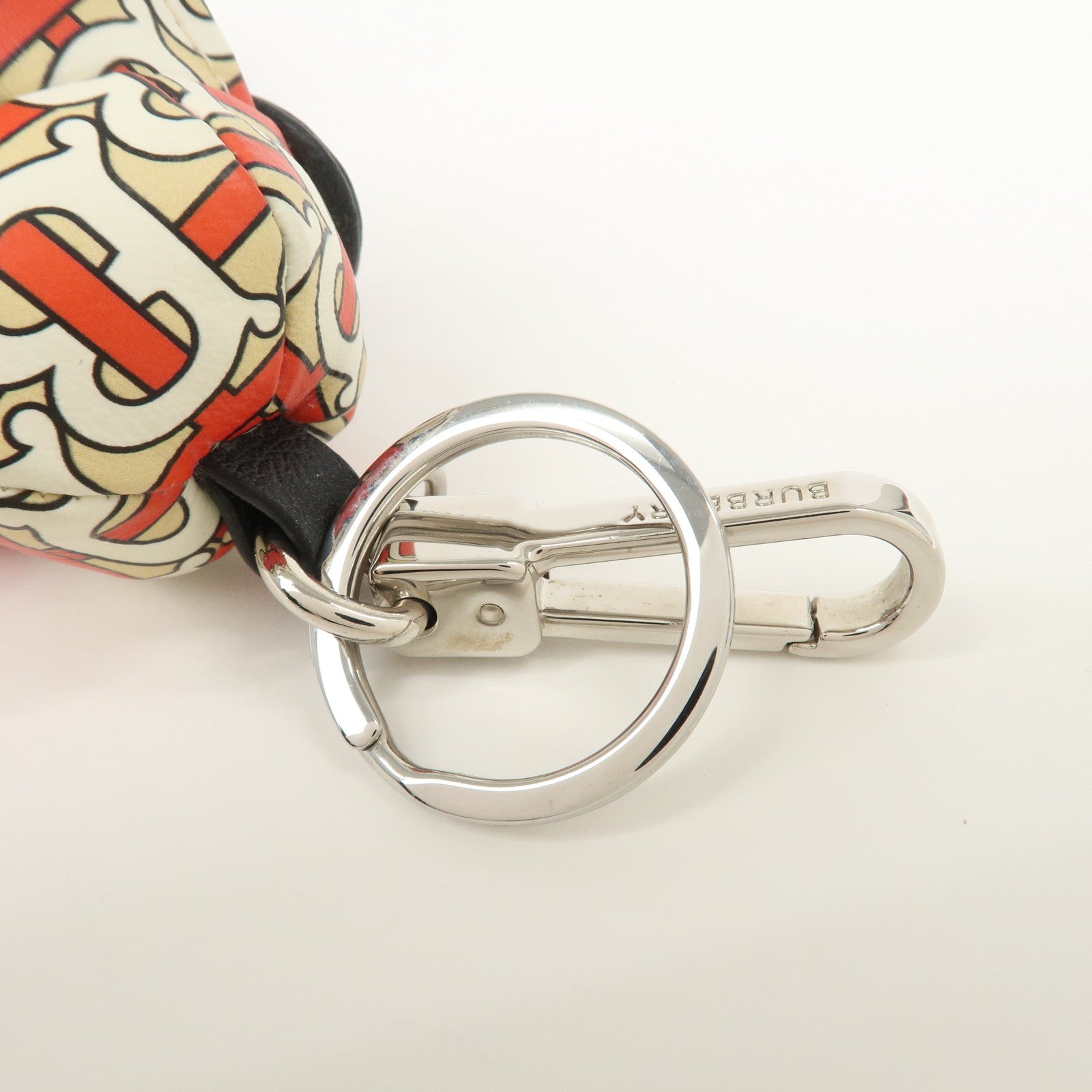 BURBERRY Thomas Bear Leather Bag Charm Key Holder Black Red