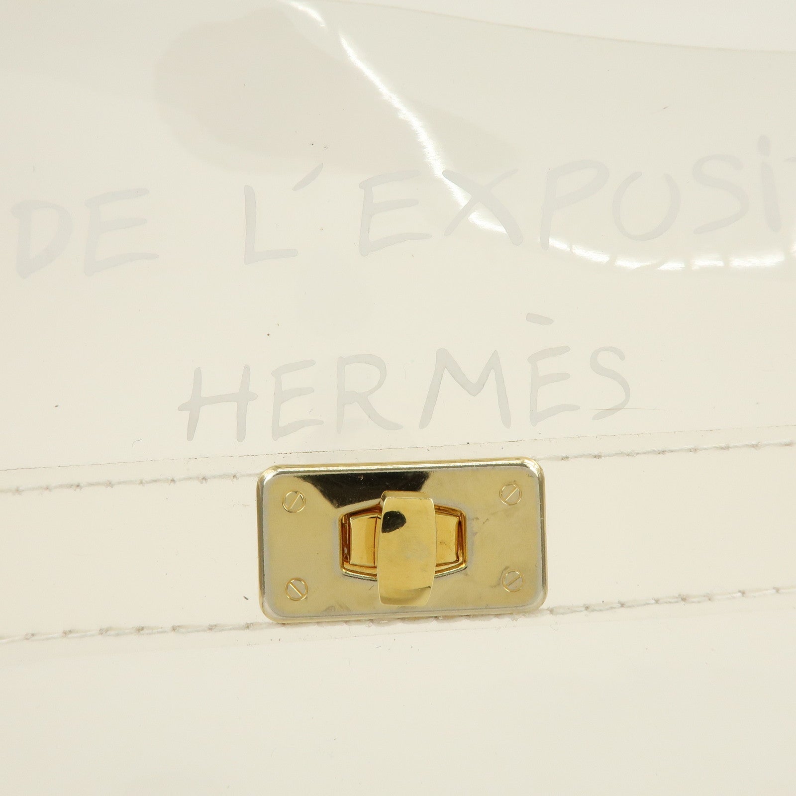 HERMES Vinyl Kelly Hand Bag Clear