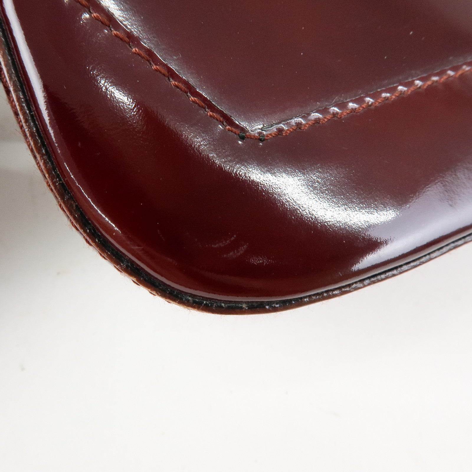 Ferragamo Patent Leather Shoulder Bag Hand Bag Bordeaux