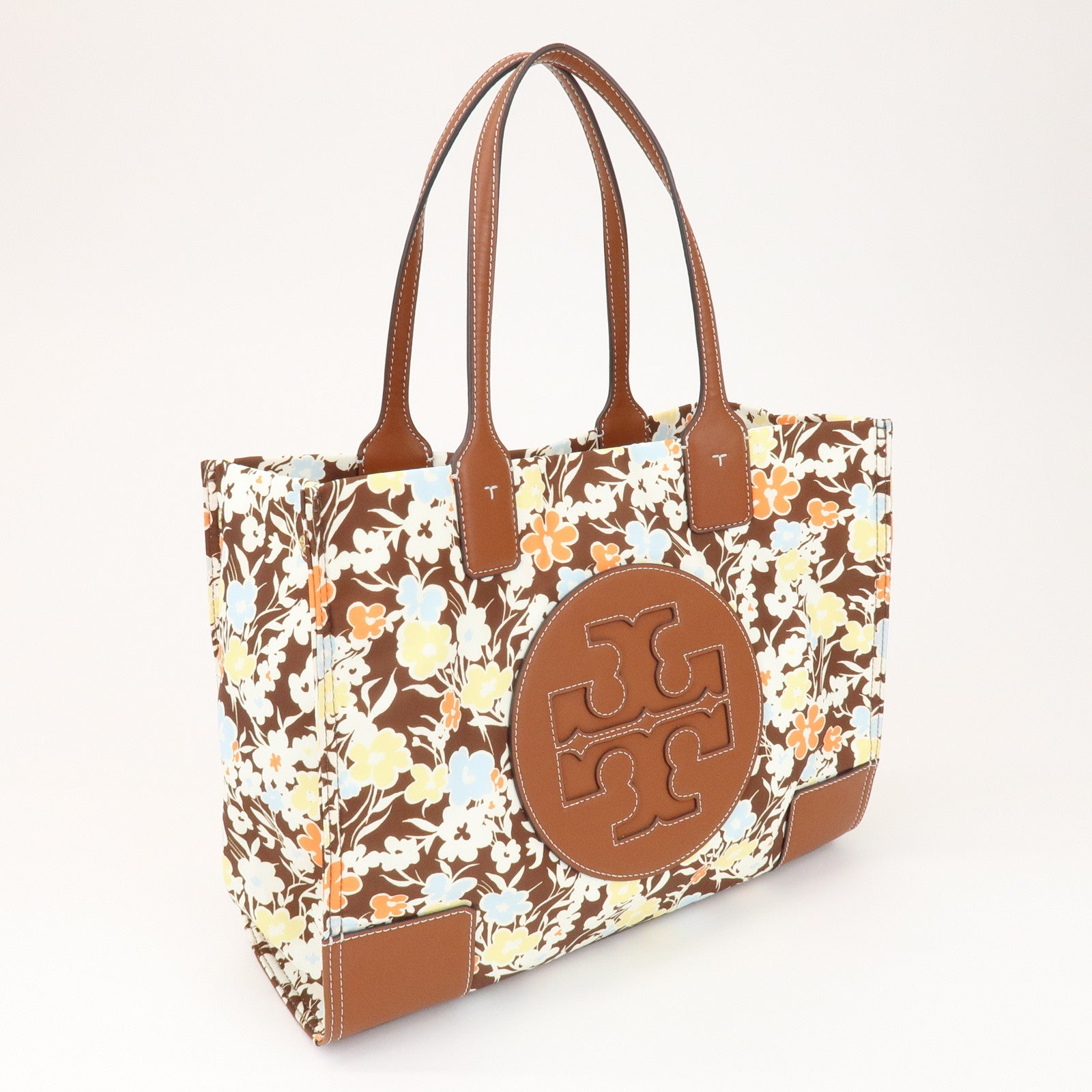 TORY BURCH Logo Nylon Tote Bag Shoulder Bag Brown Multicolor