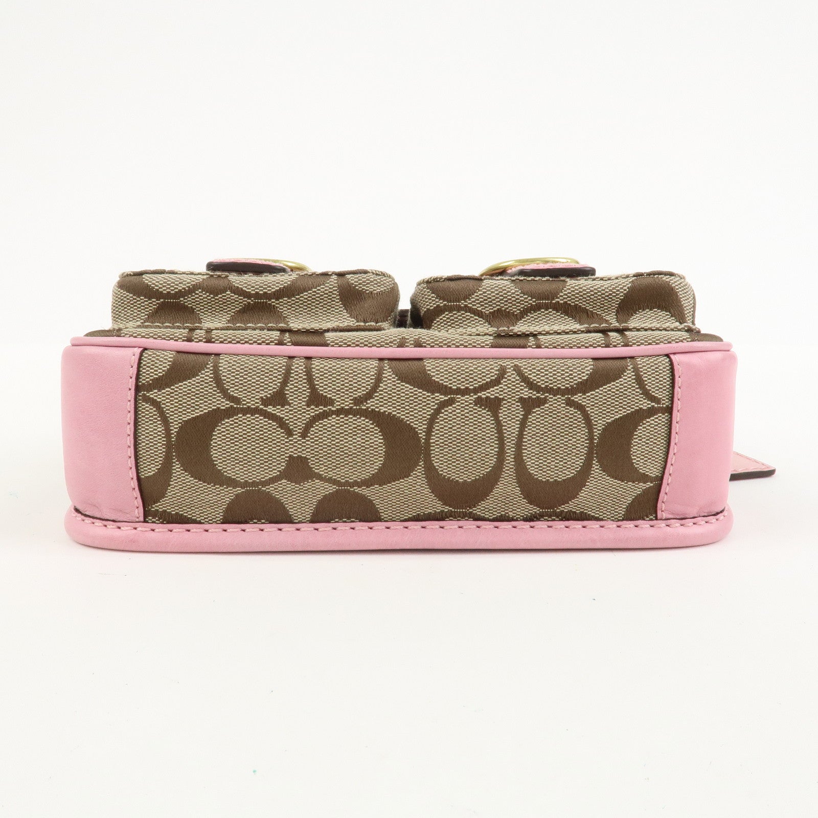 COACH Signature Canvas Leather Shoulder Crossbody Bag Pink