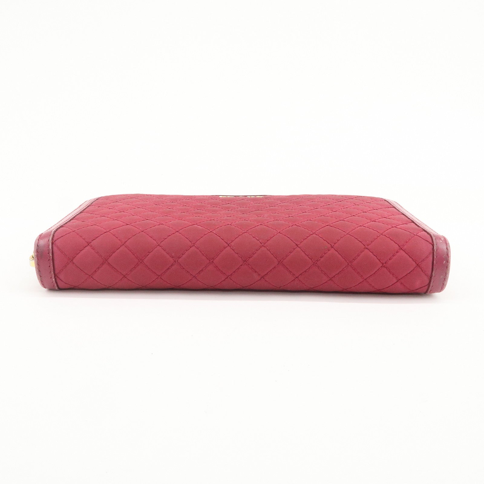 PRADA Nylon Leather Round Zippy Wallet Long Wallet Pink