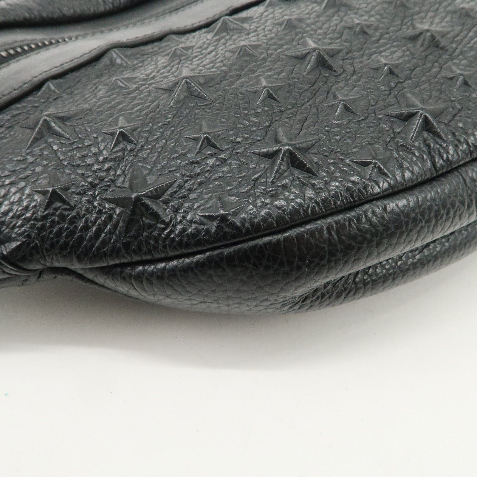 JIMMY CHOO Leather Waist Bag Crossbody Bag Black Silver Hardware Used