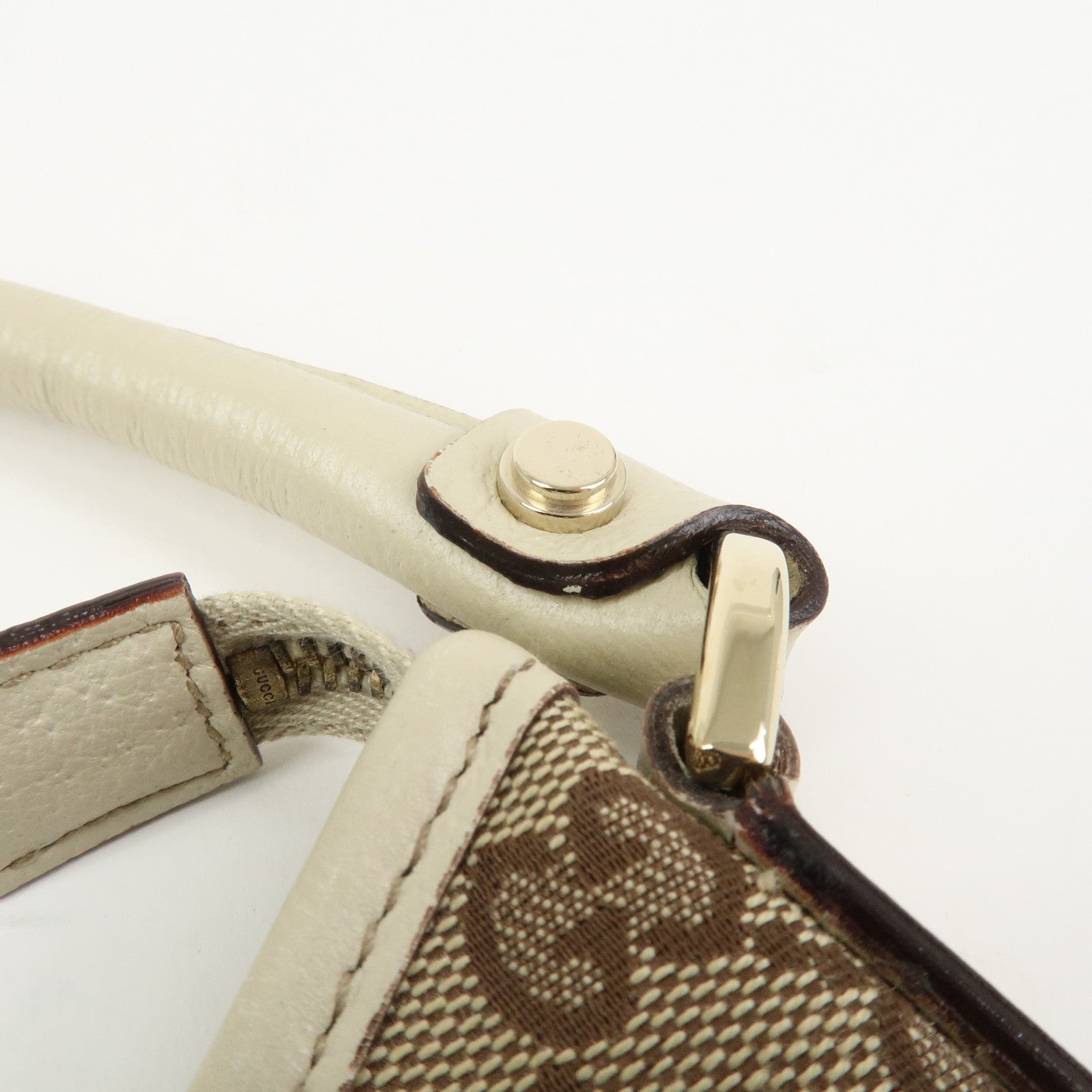 GUCCI Abbey GG Canvas Leather Shoulder Bag Brown Ivory 130738