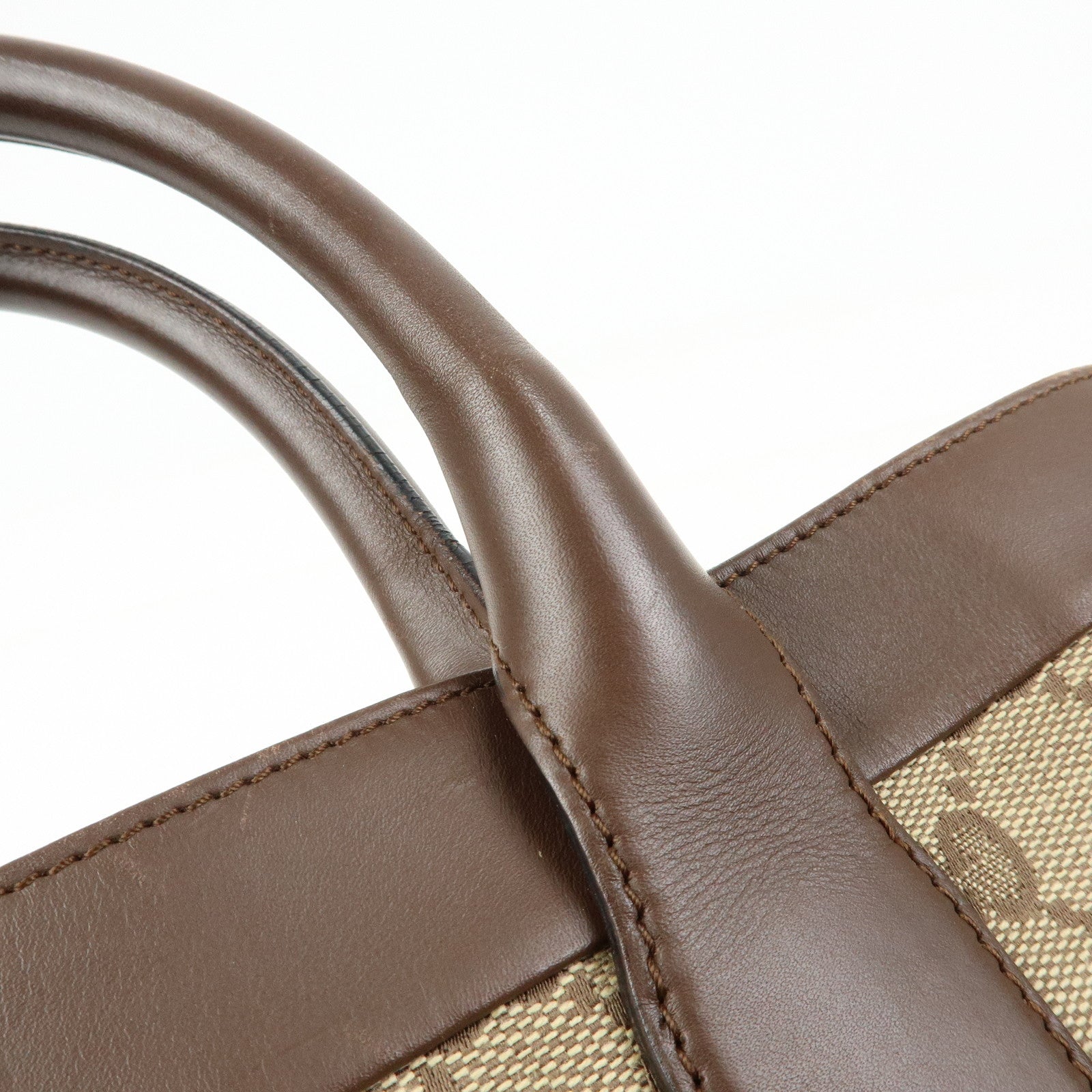 GUCCI GG Canvas Leather Tote Bag Hand Bag Beige Brown 002・1121