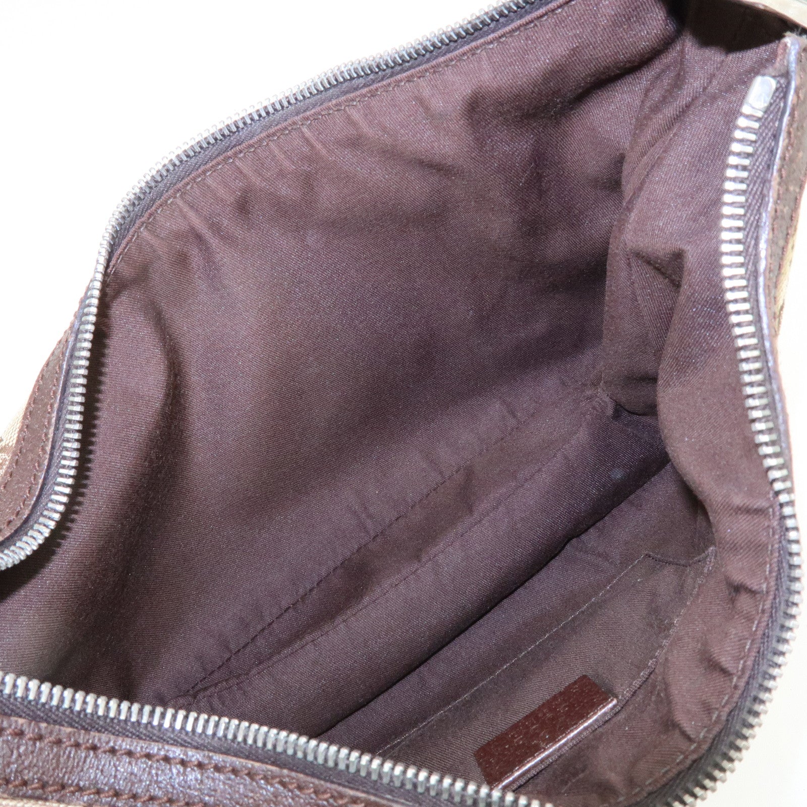 GUCCI Sherry Line GG Canvas Leather Hand Bag Beige Brown 145812