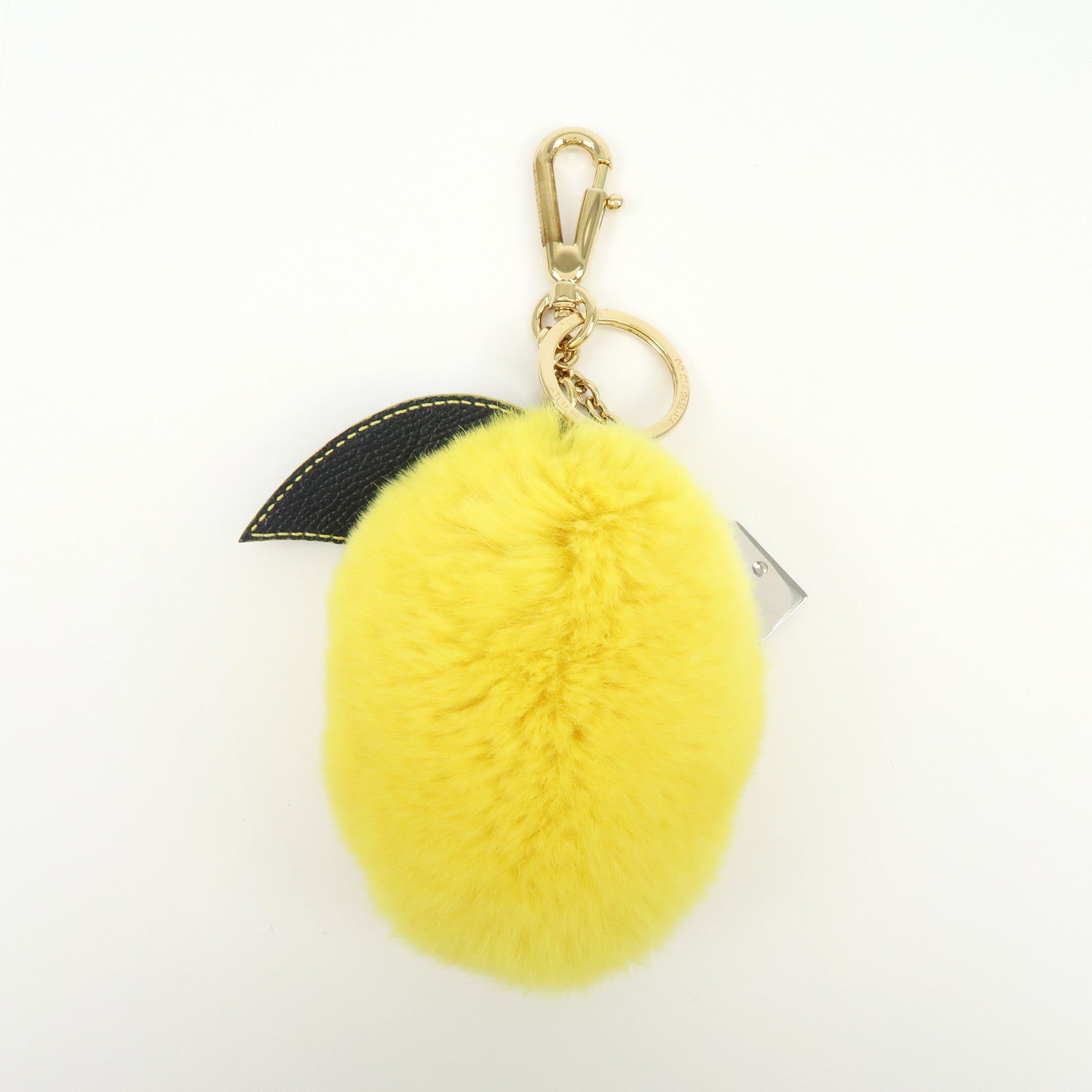 Dolce&Gabbana Lemon Motif Fur Leather Bag Charm Key Chain Yellow