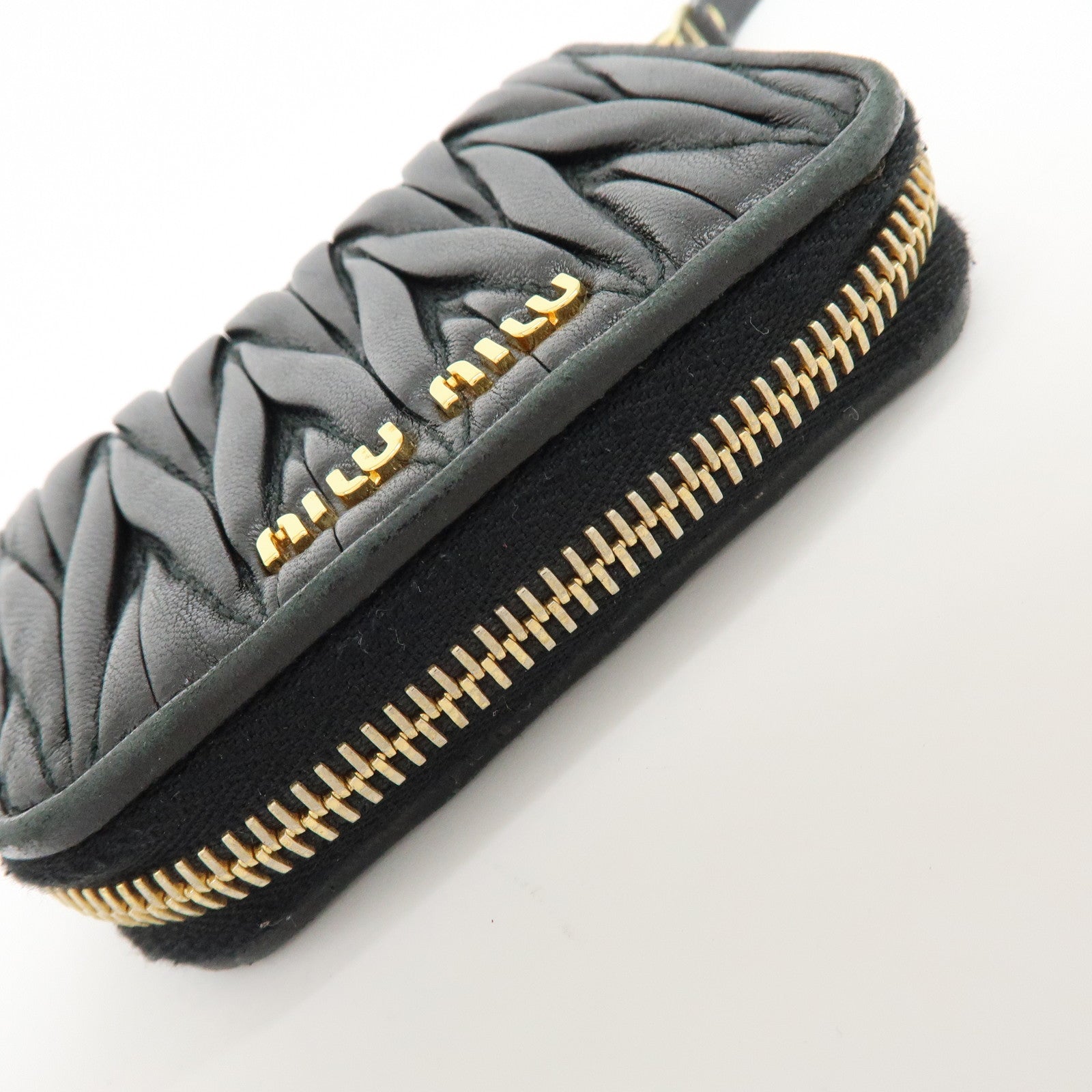 MIU MIU Matelasse Nappa Leather Compact Wallet Black 5MM268