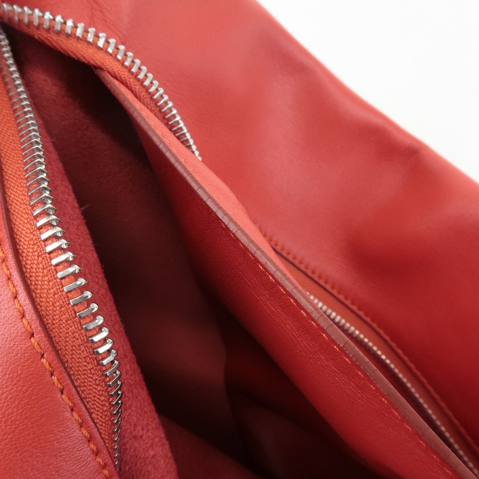 LOEWE Anagram Leather Shopper Tote Bag Shoulder Bag Red Used