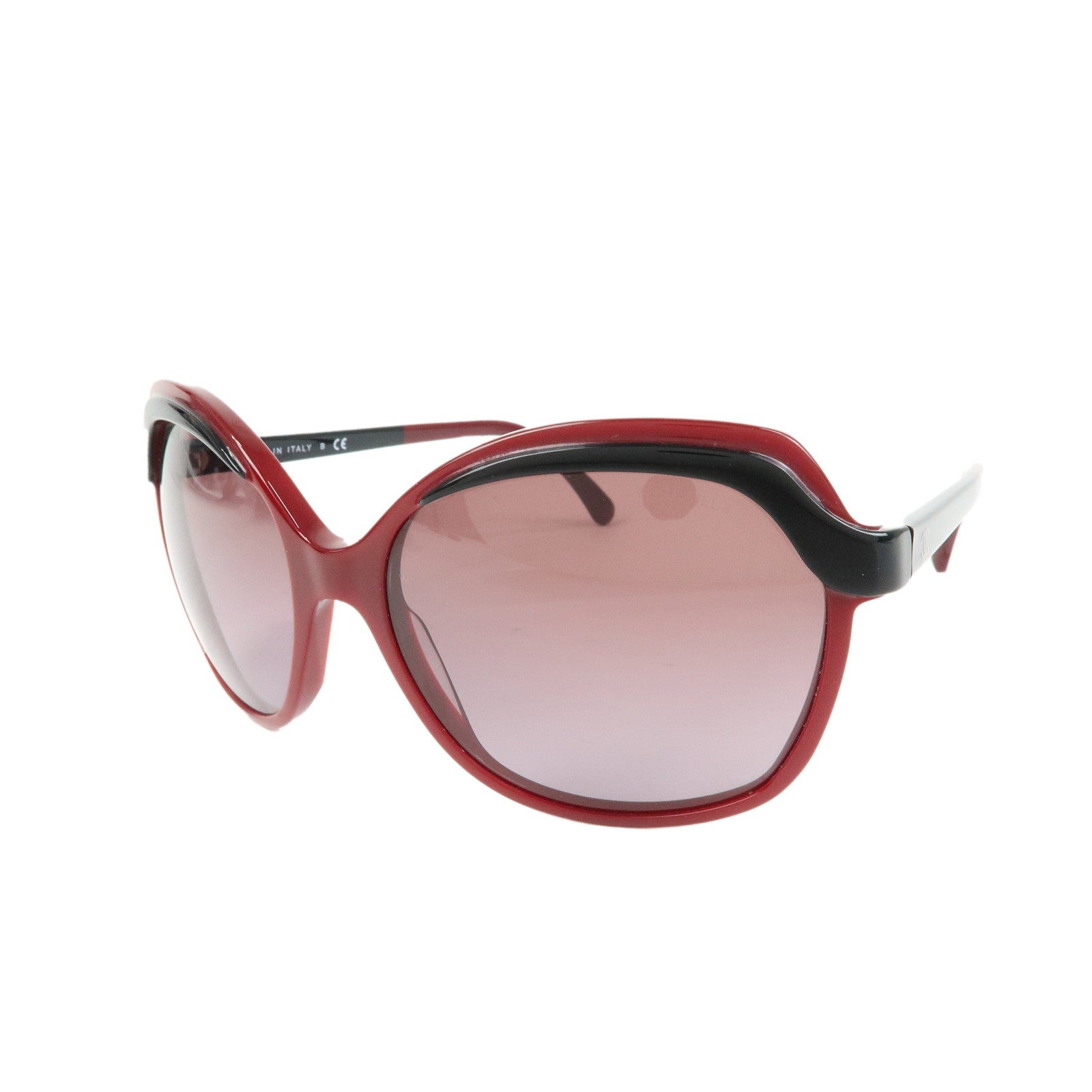 CHANEL COCO Mark Plastic Sunglasses Bordeaux Black 5228 60□17