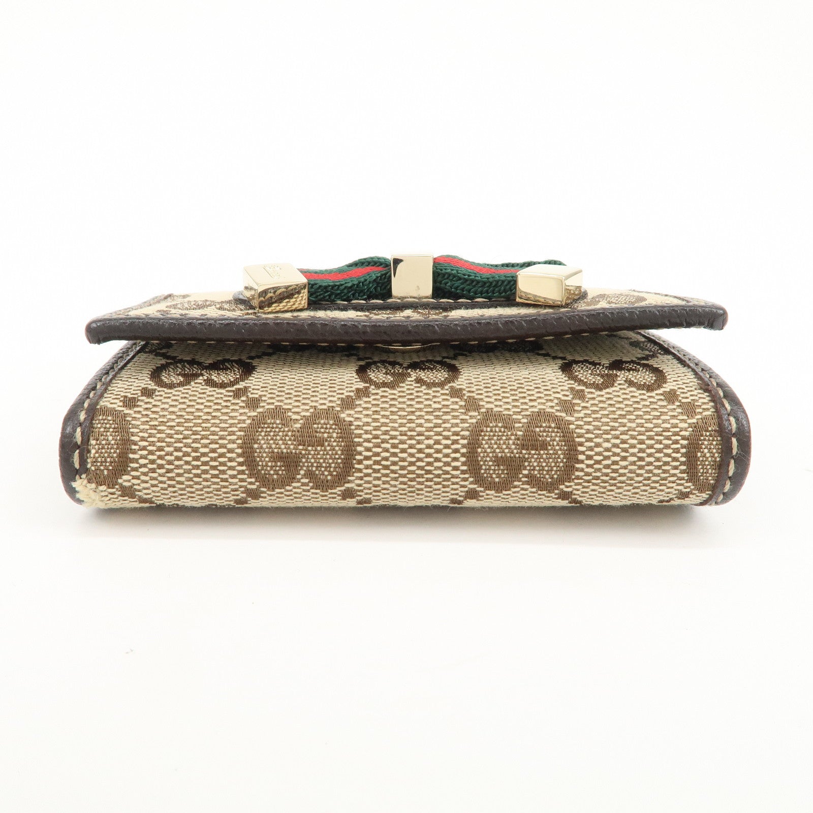 GUCCI Princy Sherry GG Canvas Leather 6 Rings Key Case Brown 162770