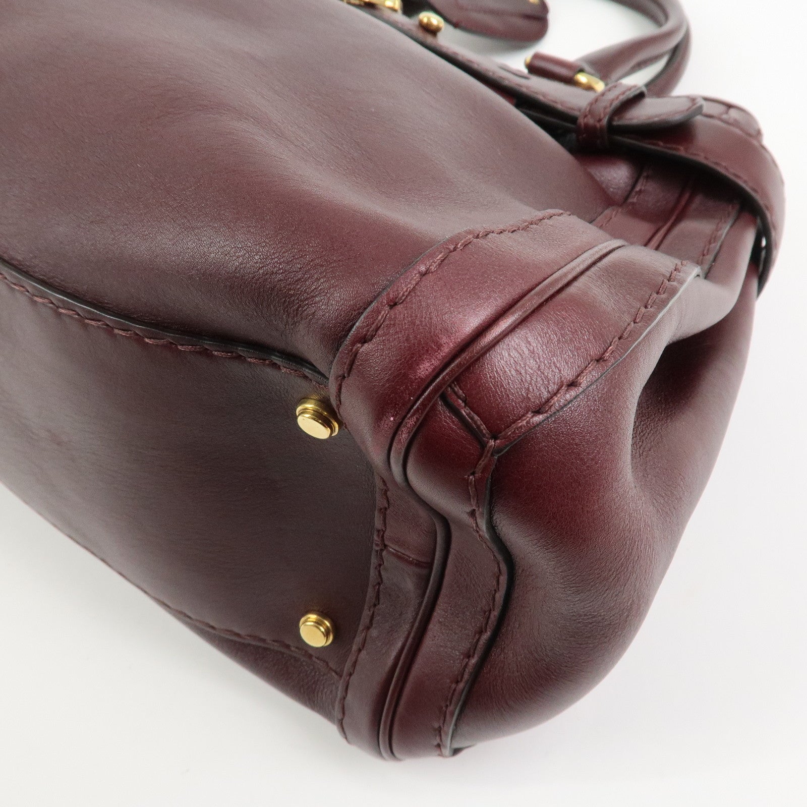 GUCCI GG Running Leather Tote Bag Hand Bag Wine Red 247183