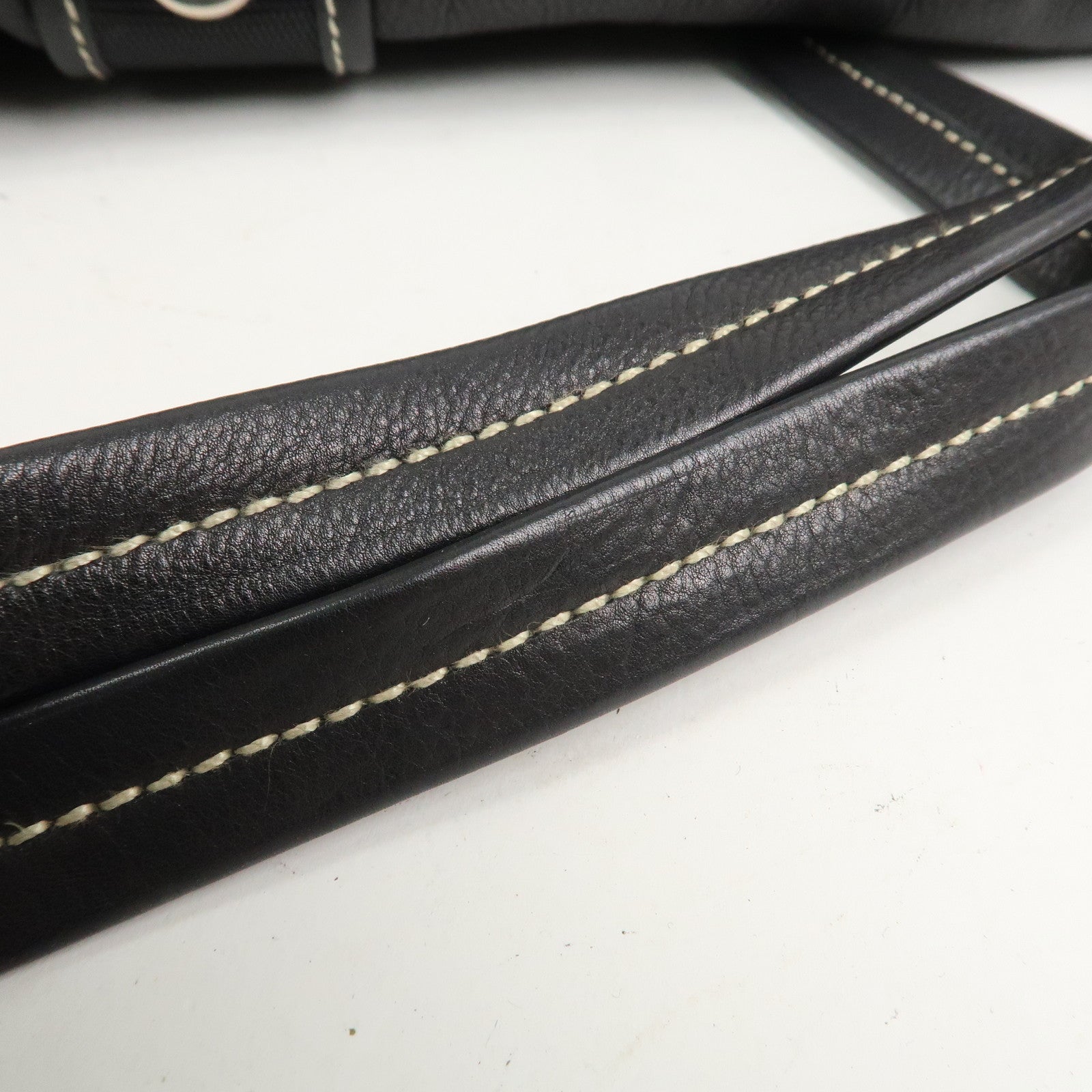 PRADA Triangle Logo Nylon Leather Shoulder Bag Black BR2418