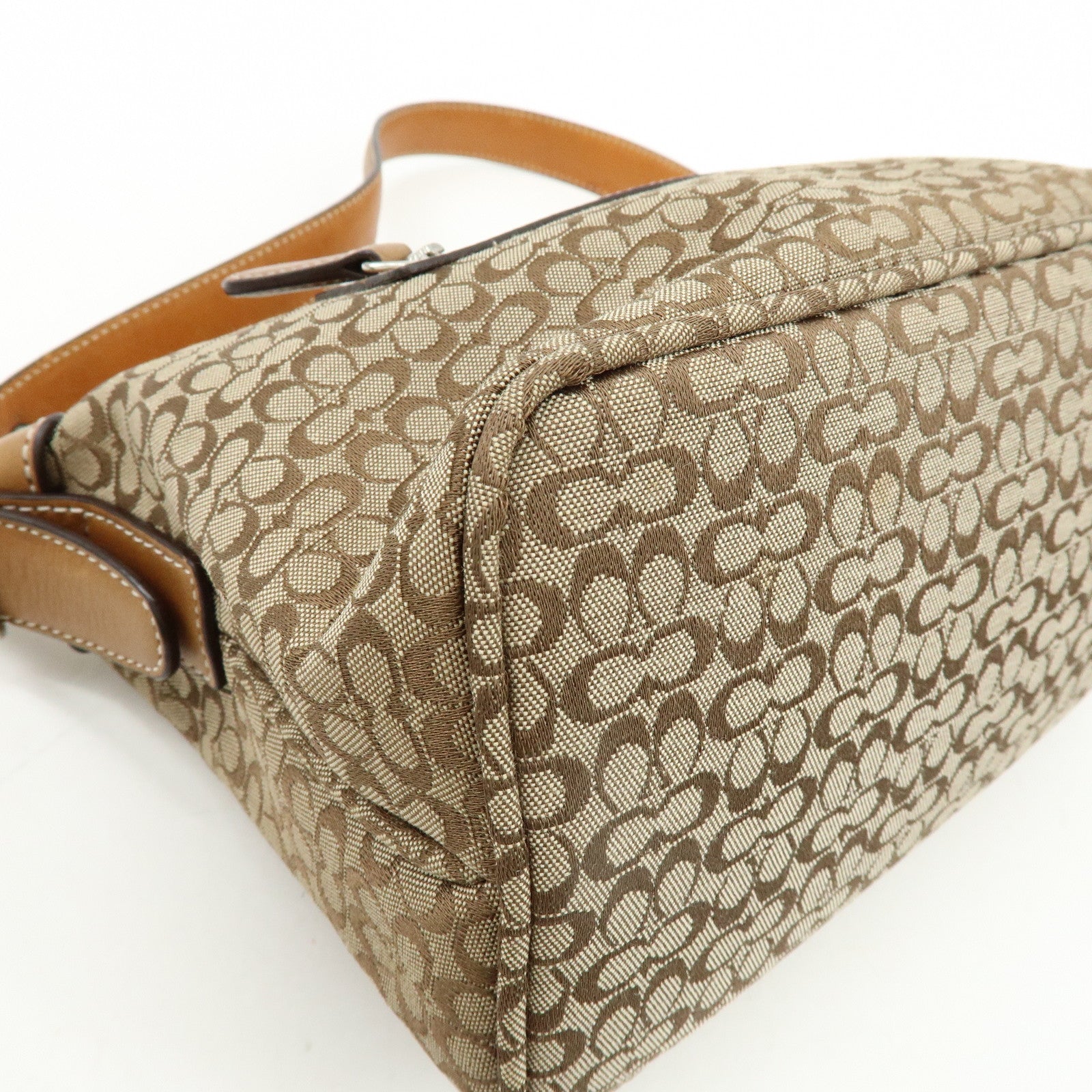 COACH Signature Canvas Leather Hand Bag Shoulder Bag Brown