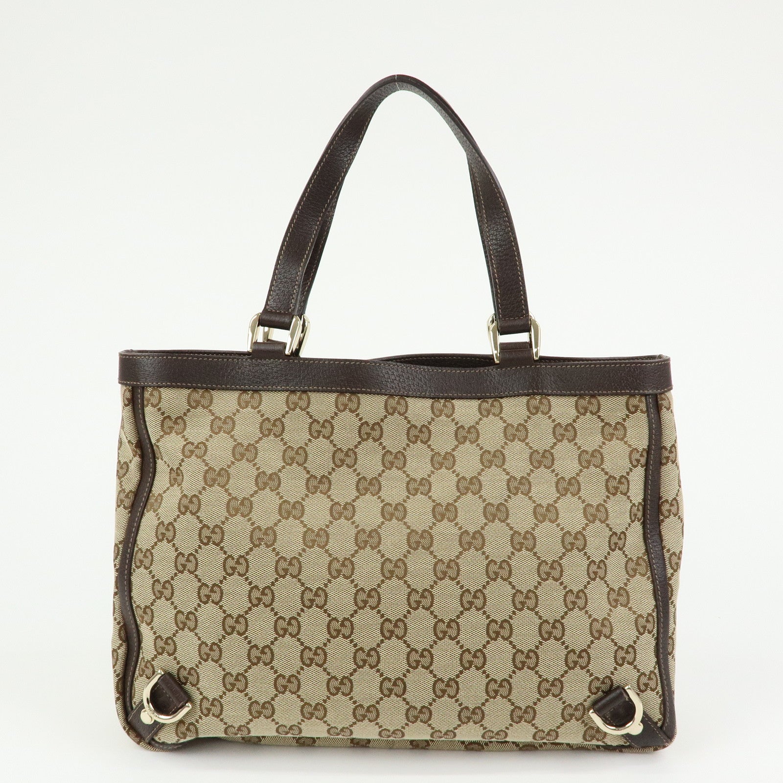 GUCCI GG Canvas Leather Tote Bag Shoulder Bag Beige Brown 170004