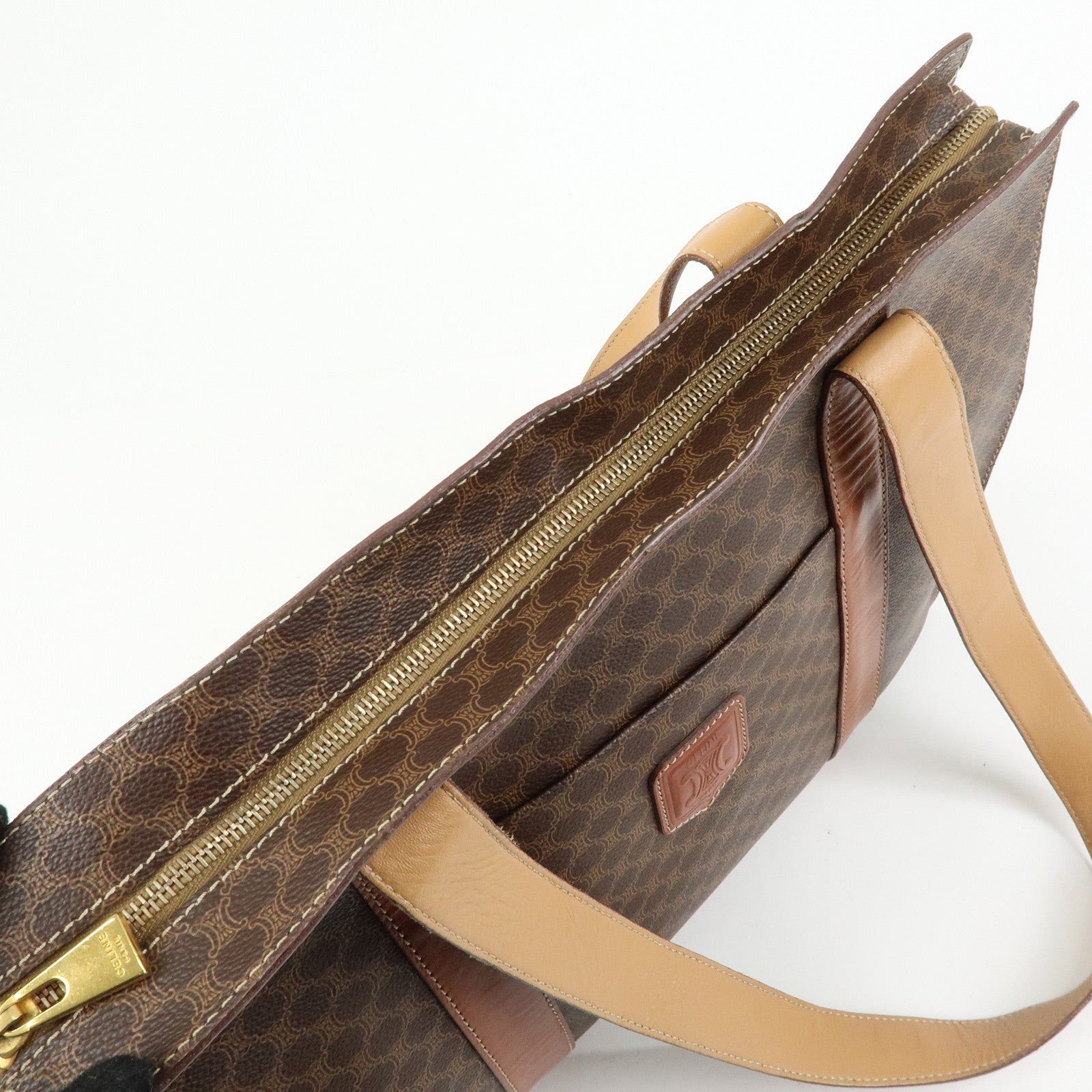 CELINE Macadam PVC Leather Tote Bag Shoulder Bag Brown