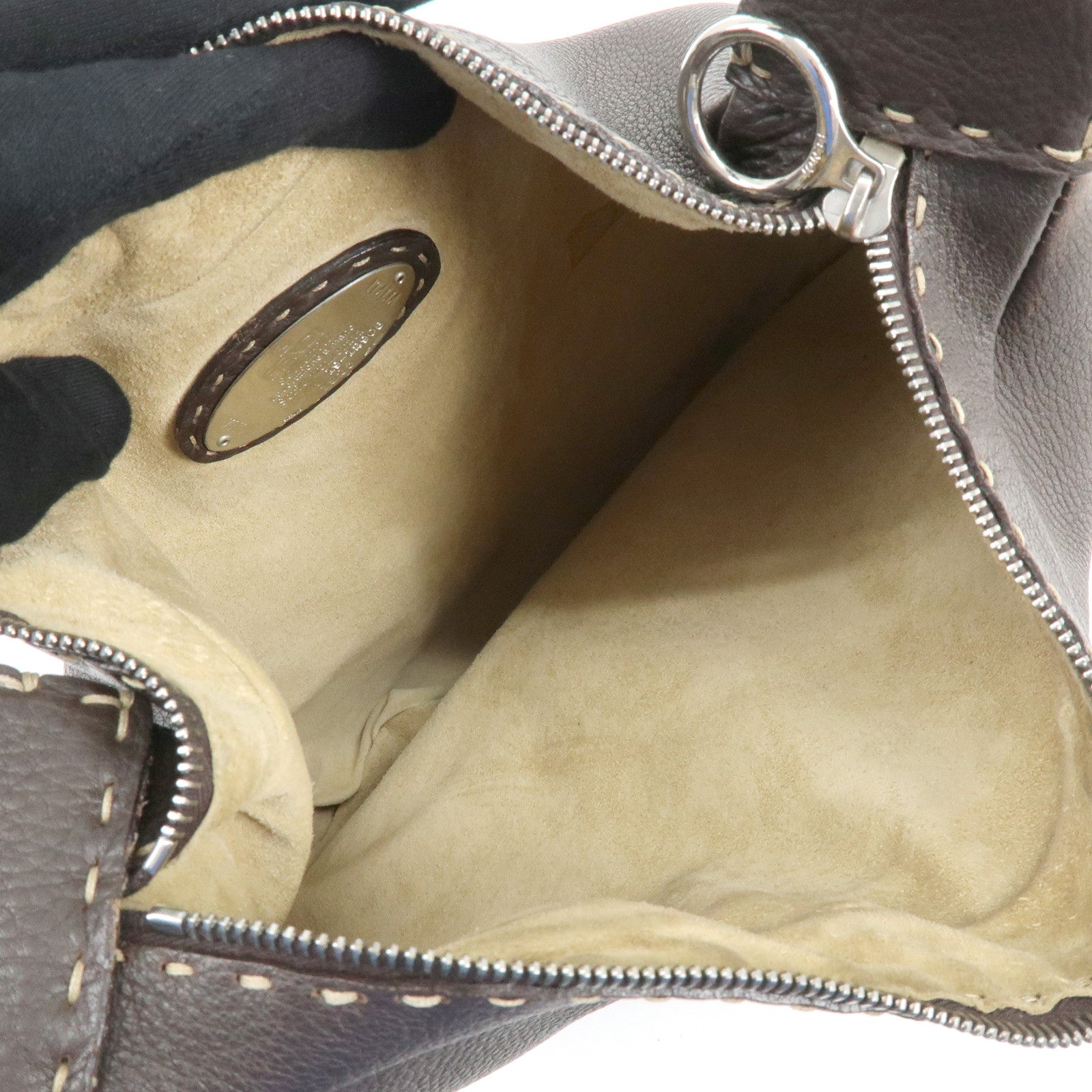 FENDI Selleria Leather Shoulder Bag Tote Bag Brown 491912908