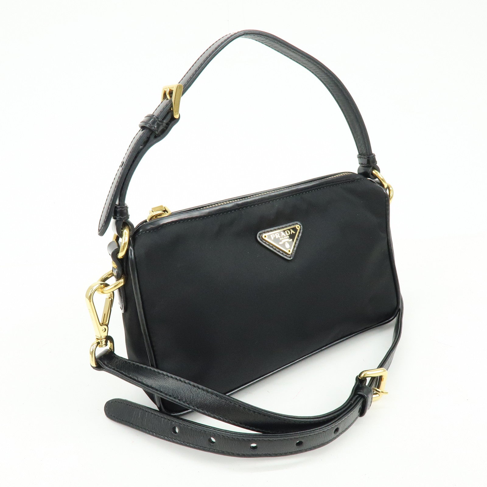 PRADA Triangle Logo Nylon 2Way Bag Hand Bag Shoulder Bag BN1833