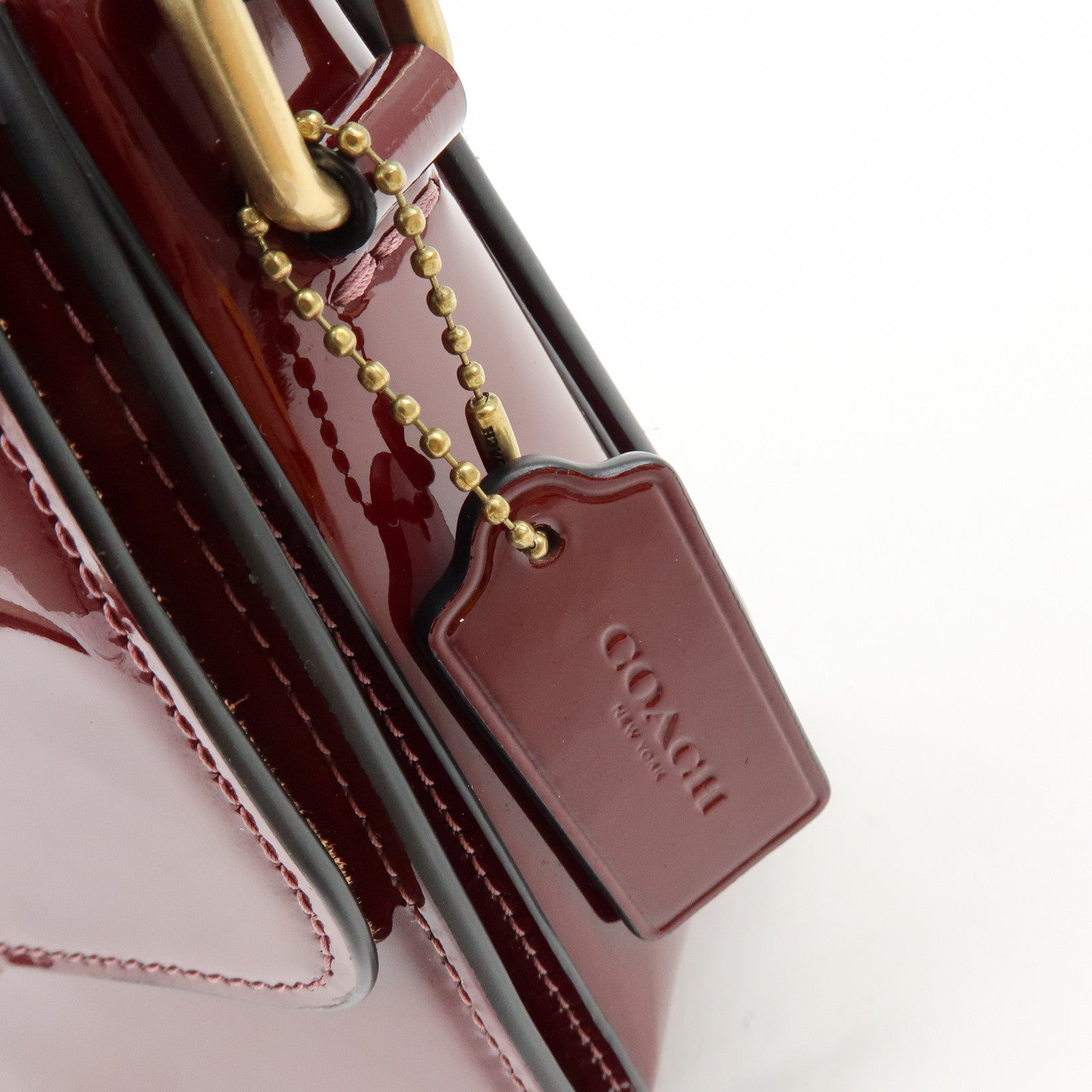 COACH Tabby 26 Patent Leather Shoulder Bag Crossbody Bag Bordeaux