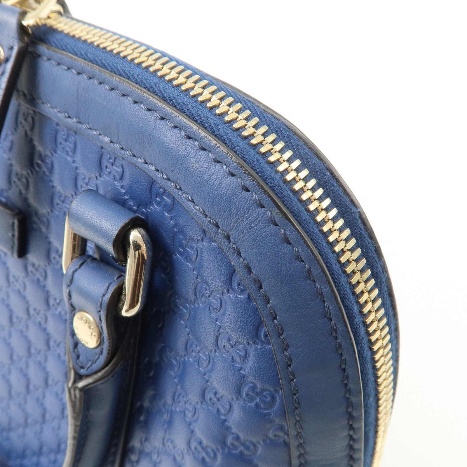 GUCCI Micro Guccissima 2Way Bag Hand Bag Shoulder Bag Blue 449654