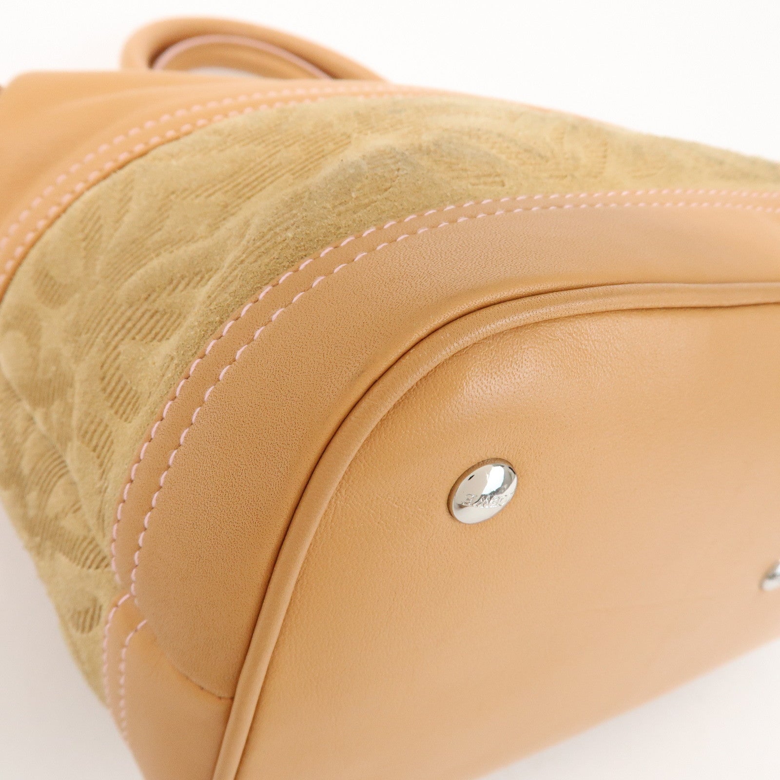 LOEWE Logo Suede Leather Hand Bag Mini Tote Bag Light Brown Beige