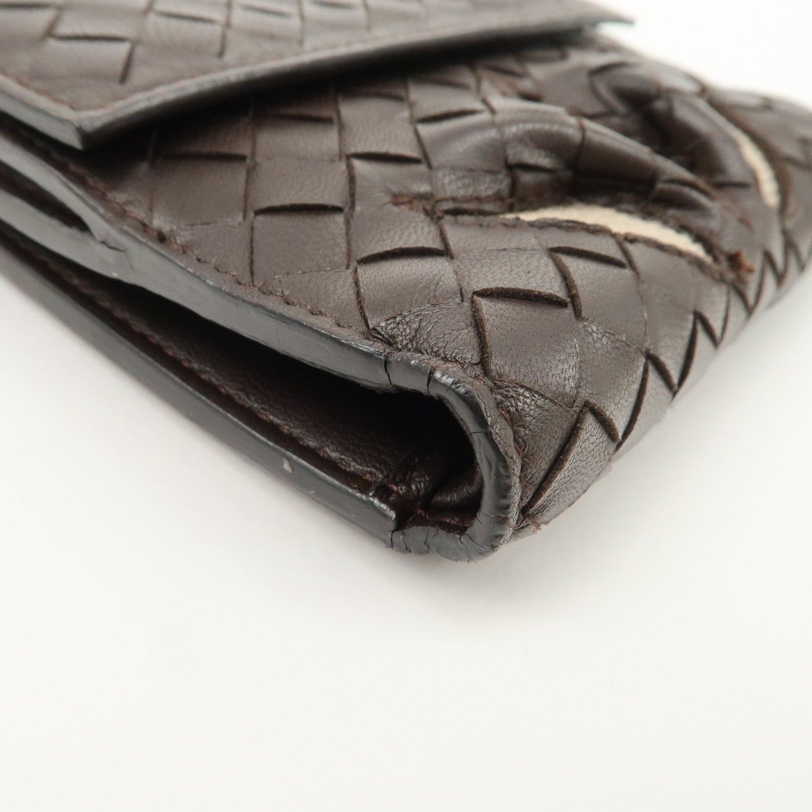 Bottega Veneta Intrecciato Leather Bi-fold Comact Wallet Brown