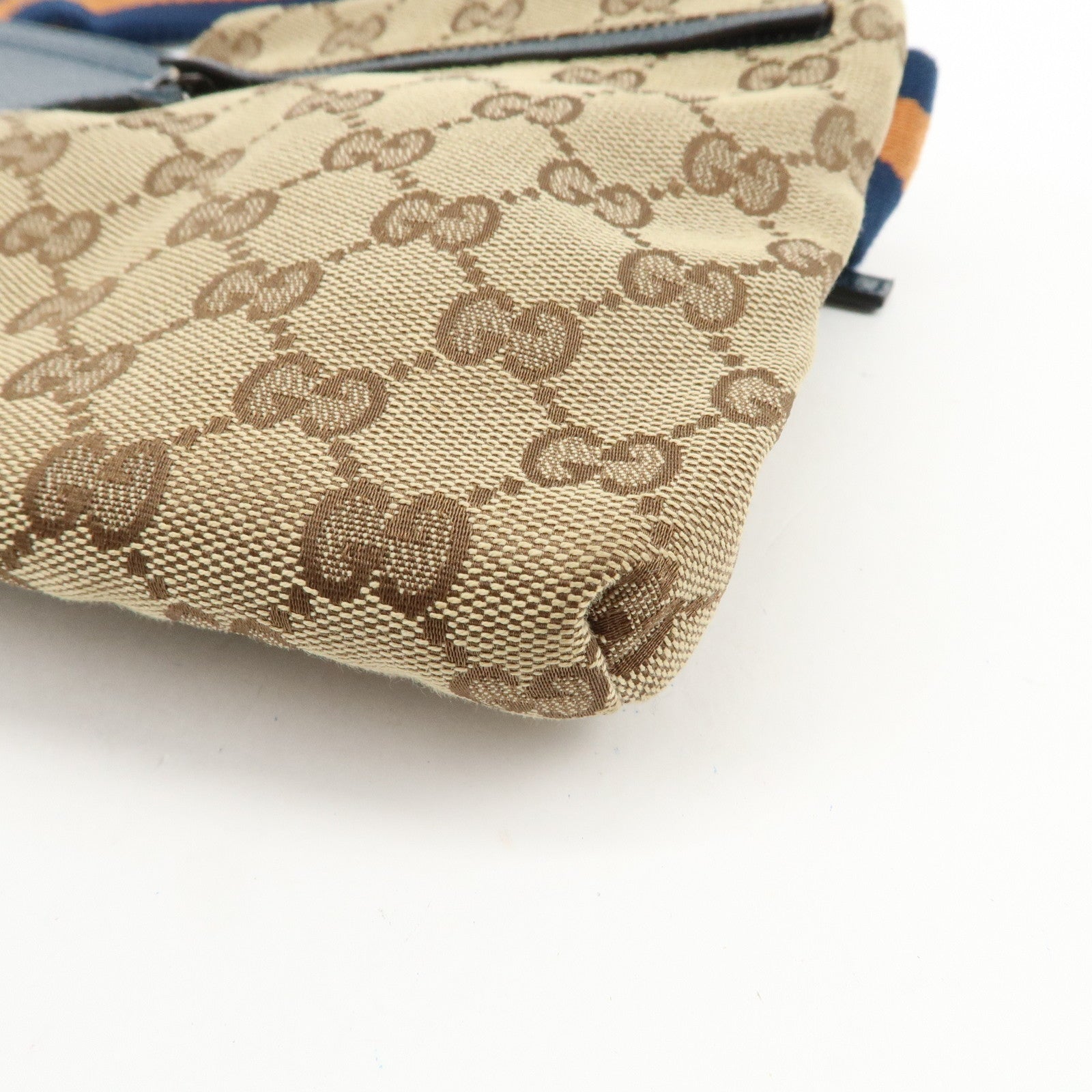 GUCCI Sherry GG Canvas Leather Waist Bag Crossbody Bag Brown 28566