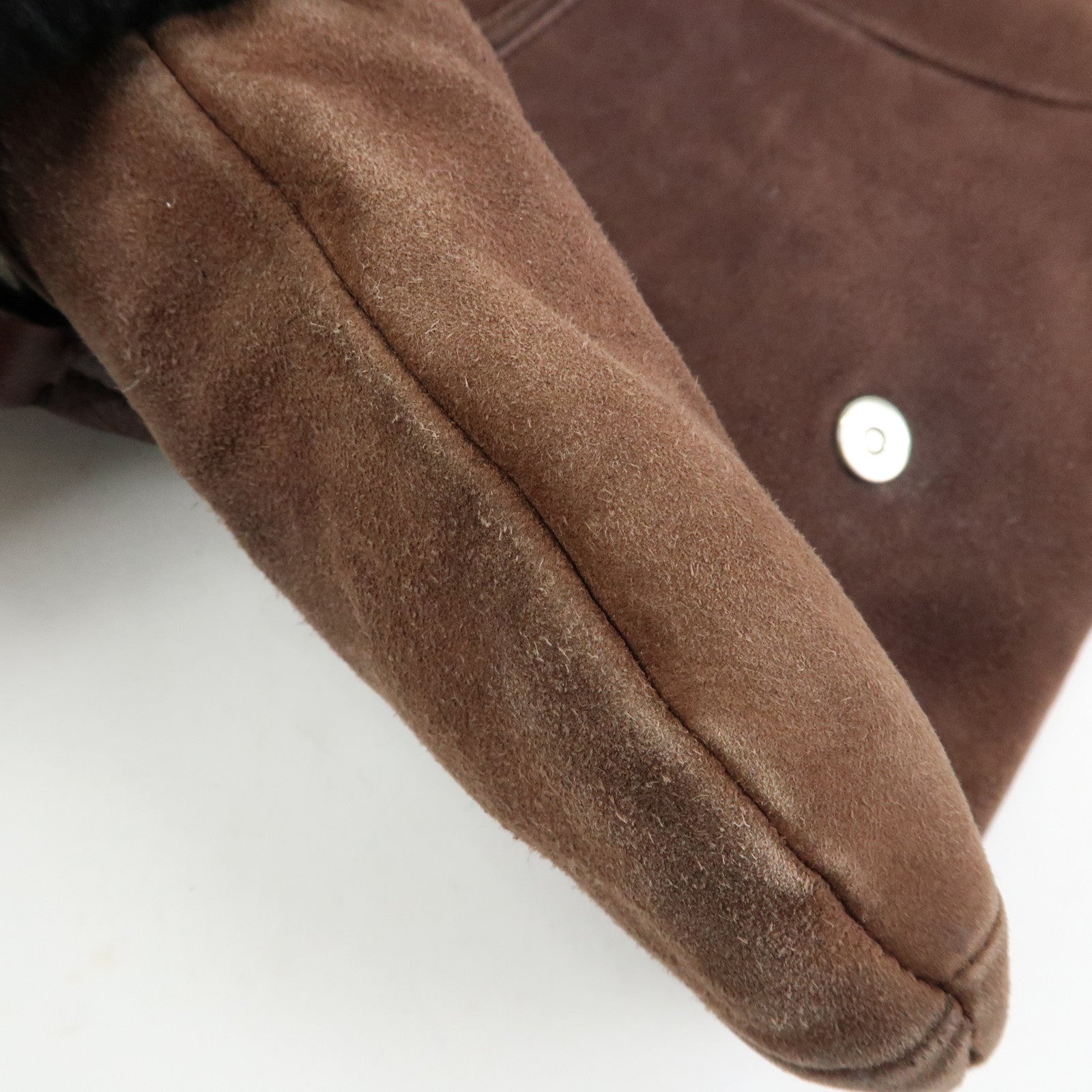 SAINT LAURENT PARIS YSL Naja Flower Suede Shoulder Bag Brown