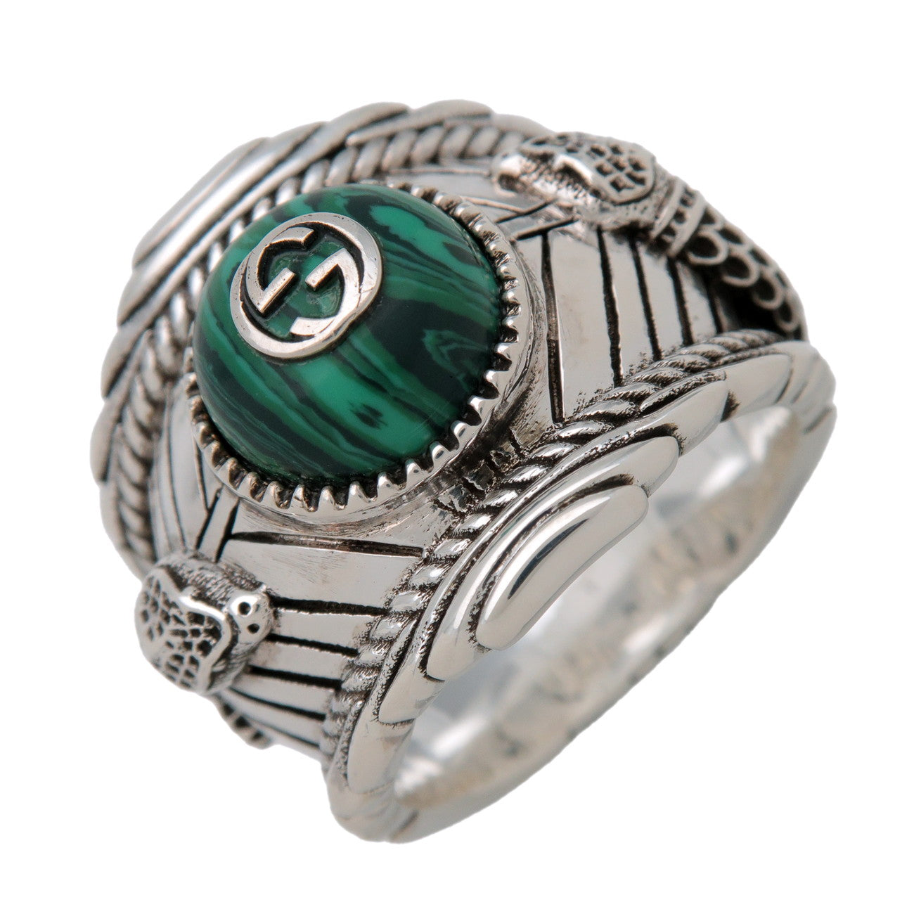 GUCCI Interlocking G Garden Snake Tiger Head Ring SV925 #18 499007