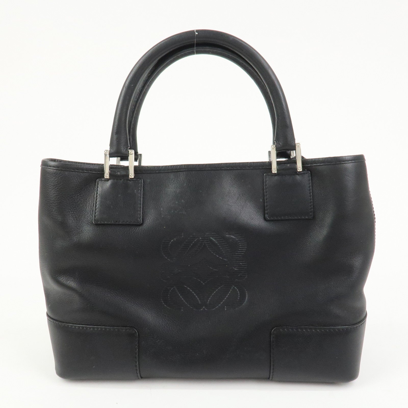 LOEWE Anagram Leather Tote Bag Hand Bag Black