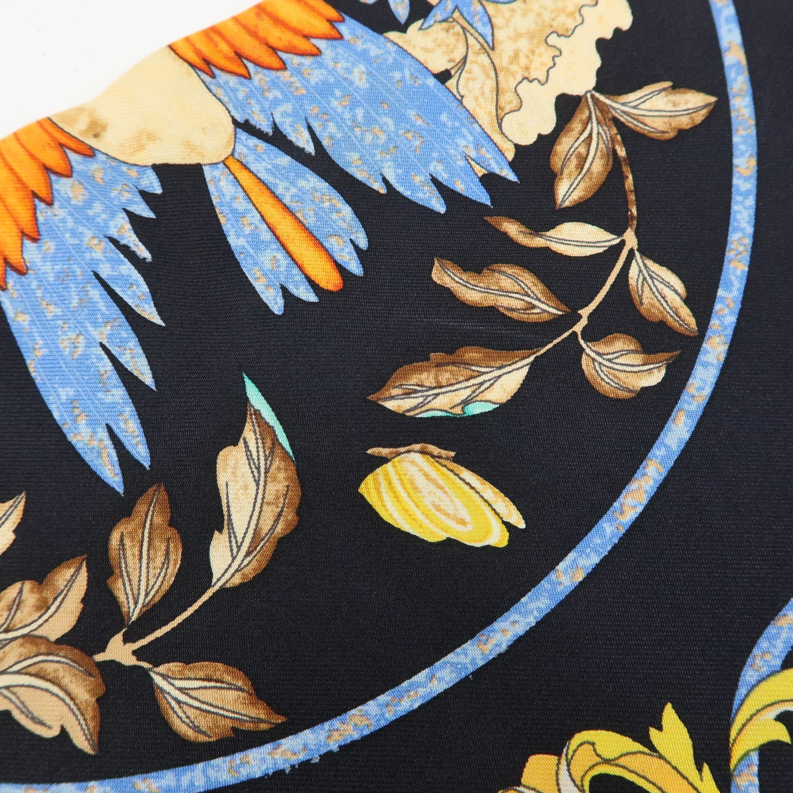 HERMES Carre 90 Set of 2 Silk 100% Scarf Black Navy Yellow