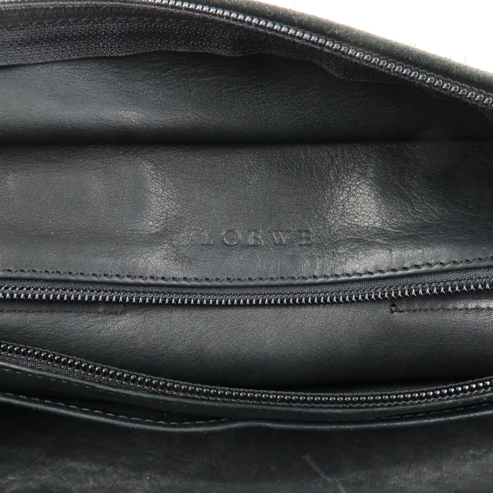 LOEWE Anagram Amazona 28 Suede Leather Hand Bag Bostpn Bag Black