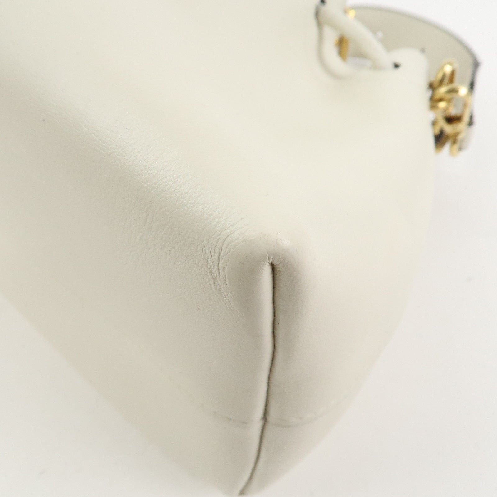 JIMMY CHOO Cinch Calf Leather Medium 2Way Hand Shoulder Bag Ivory