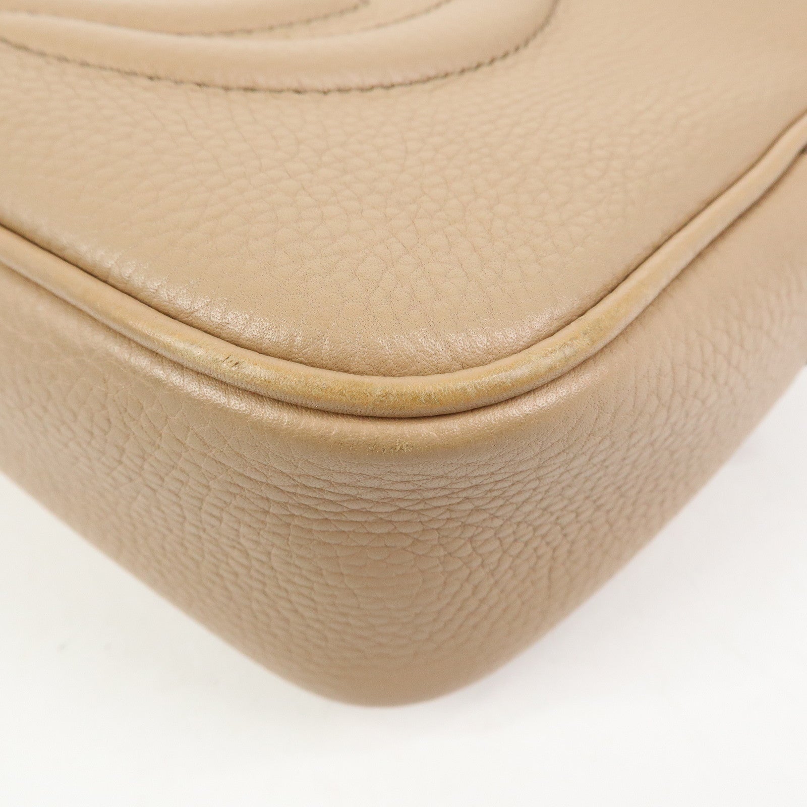 GUCCI SOHO Interlocking G Leather Shoulder Bag Beige 308364