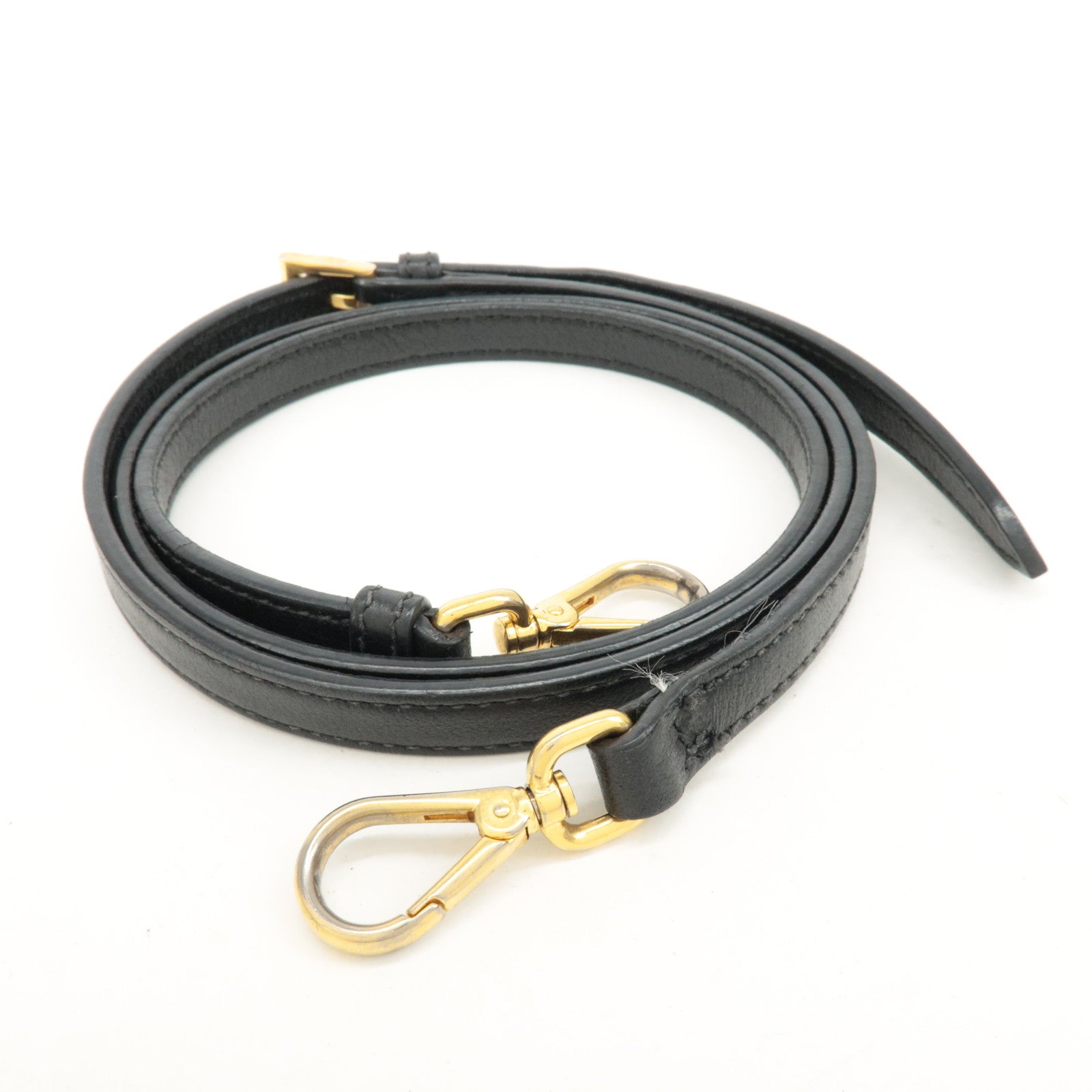 PRADA Leather 2Way Bag Shoulder Hand Bag Black Gold Used