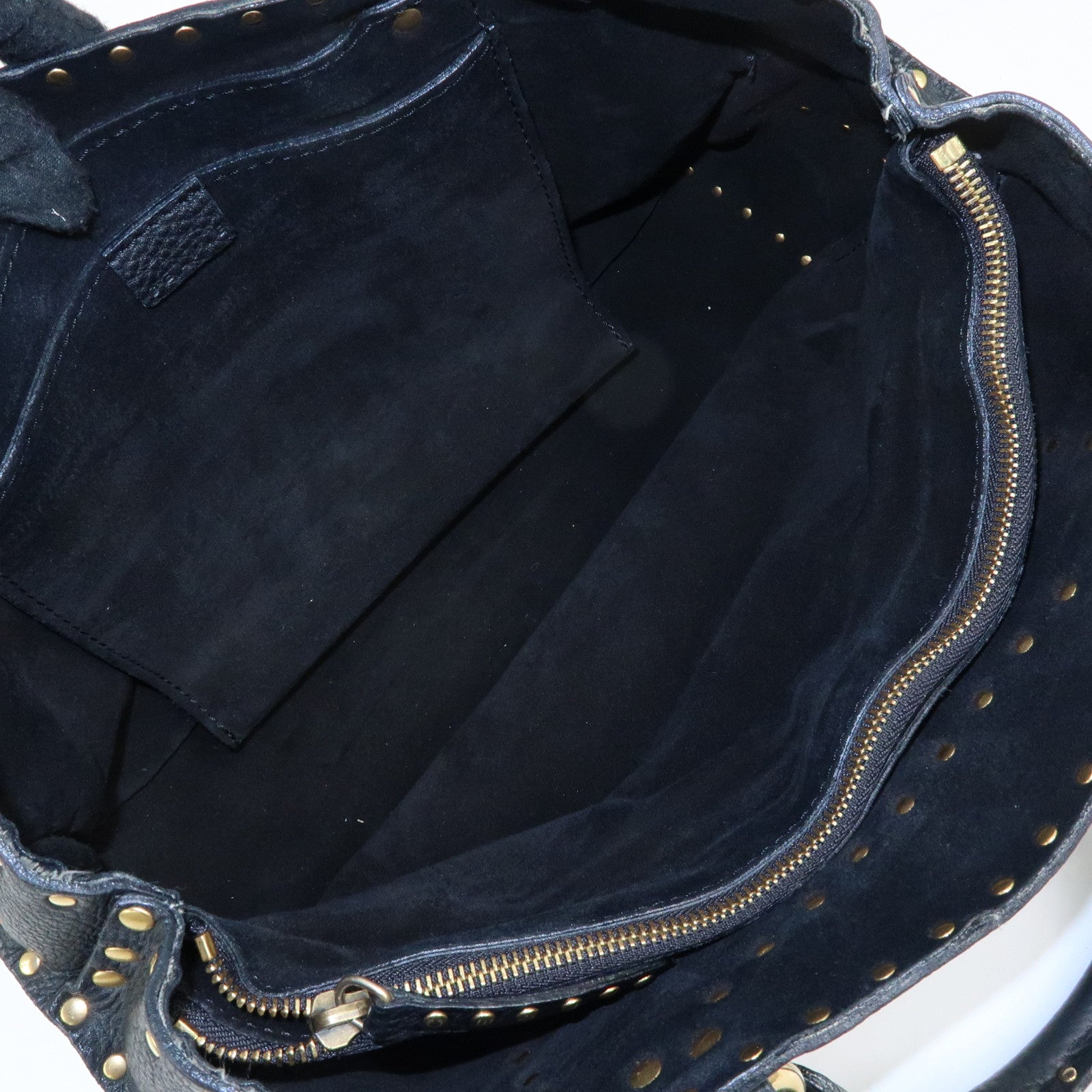 CELINE Boogie Bag Leather Hand Bag Tote Bag Black Studs