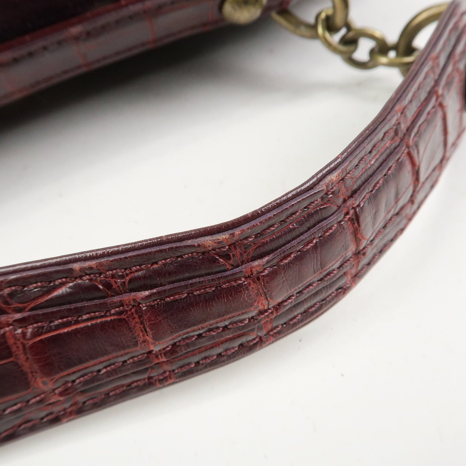 Louis Vuitton Monogram Vleur Velvet Leather Hand Bag Burgundy