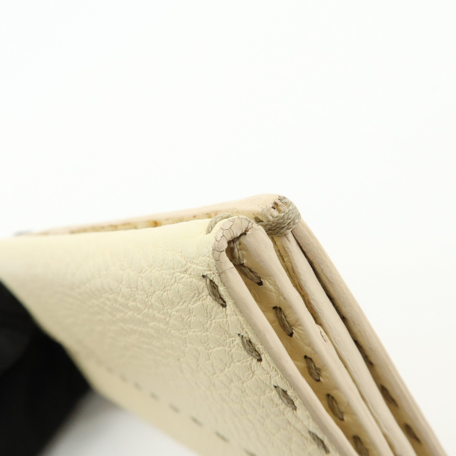 FENDI Selleria Calf Leather Long Wallet Ivory 8M0144