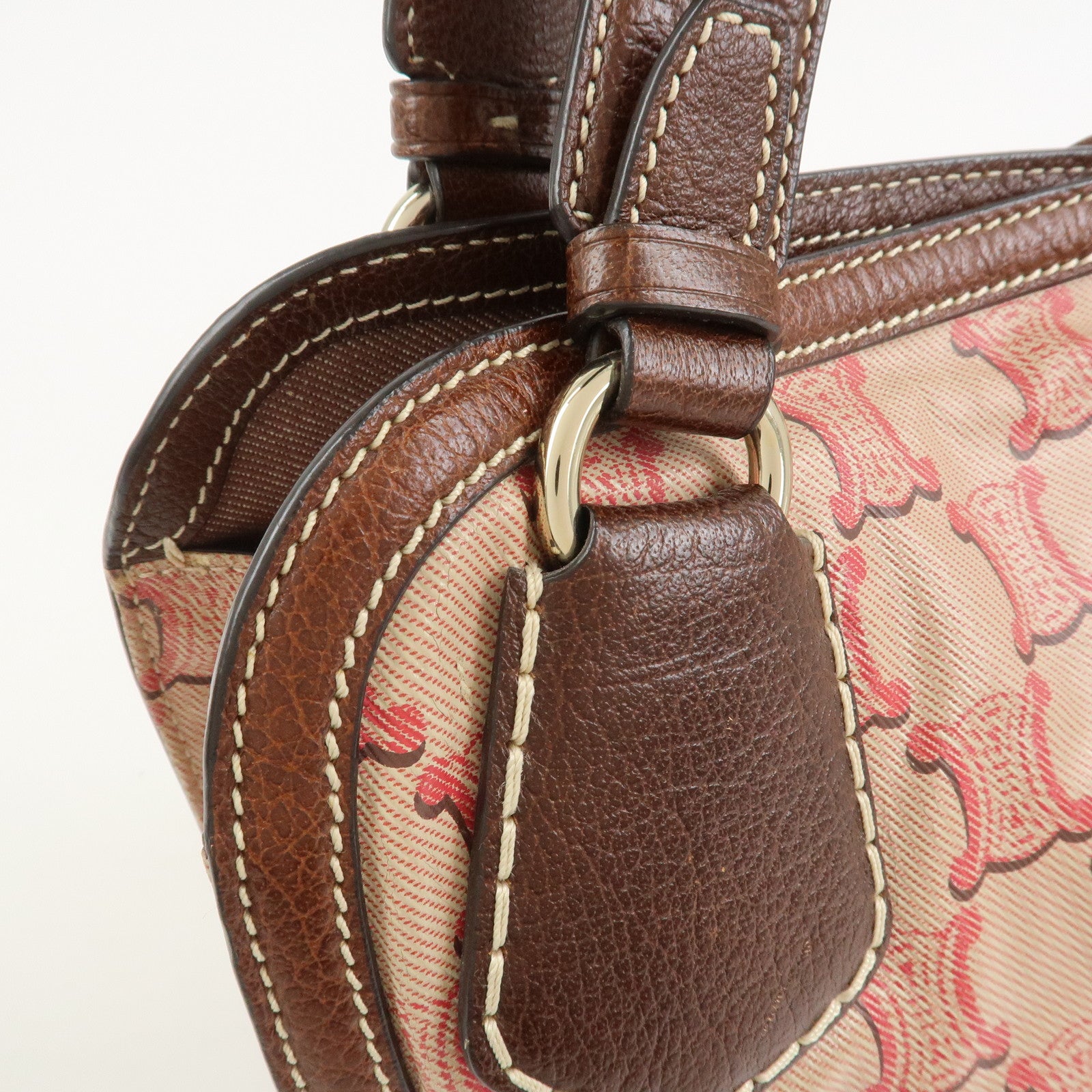 CELINE Bitter Sweet Macadam PVC Canvas Leather Hand Bag Pink