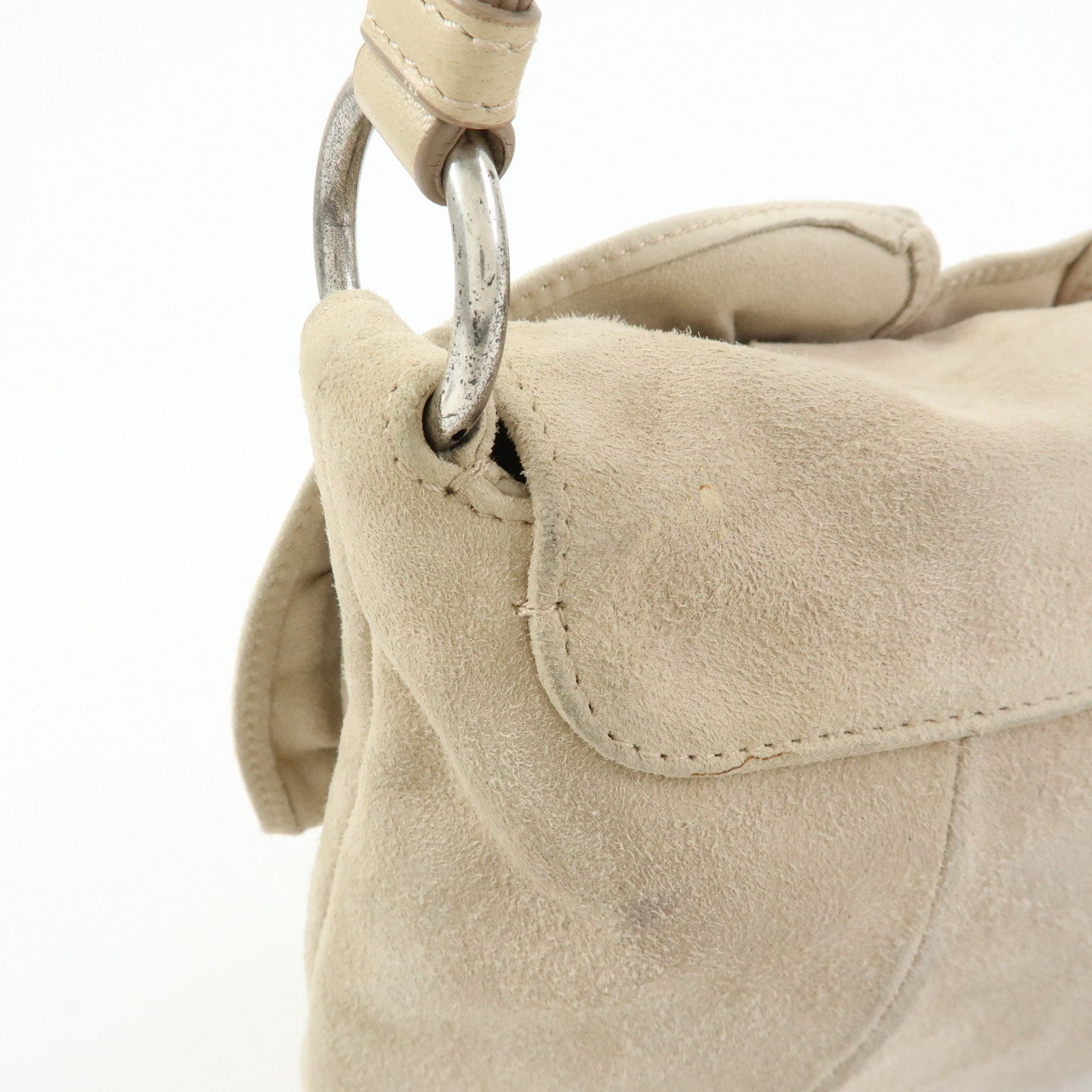 SAINT LAURENT PARIS Nadja Rive Gauche Suede Hand Bag Beige 112930