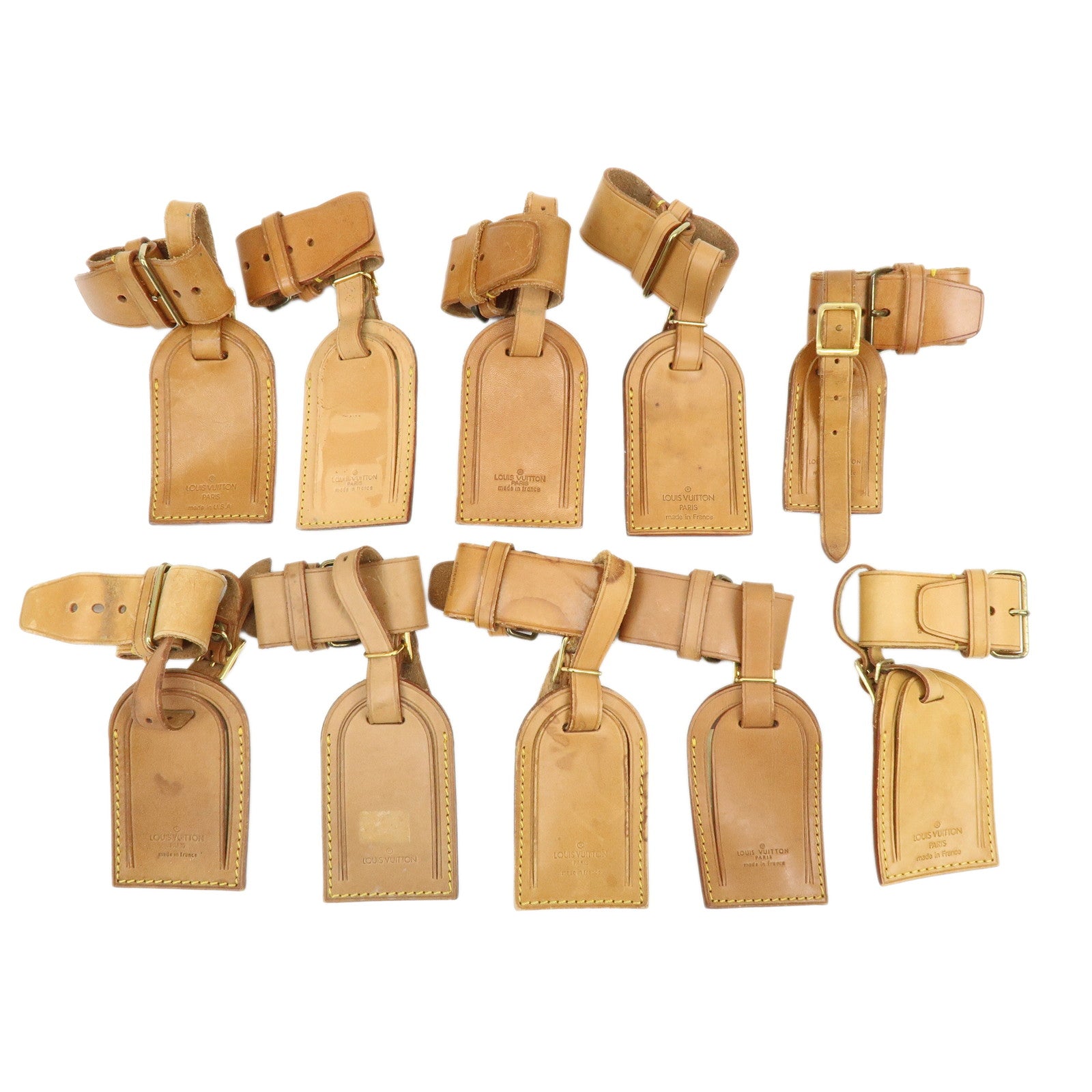 Louis Vuitton Set of 10 Leather Name Tag & Poignet Natural