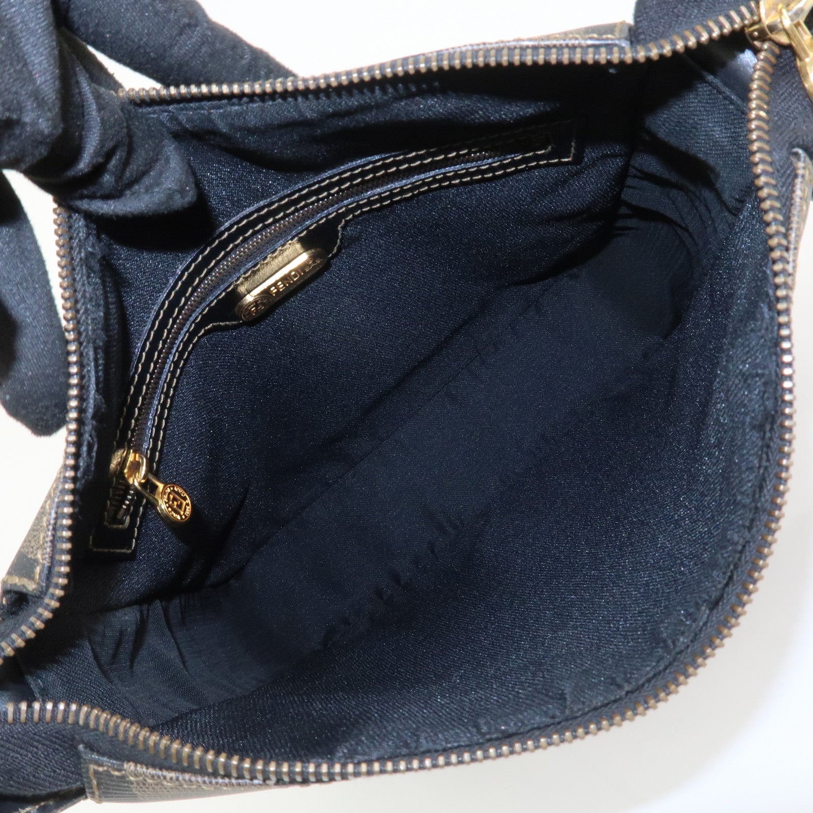 FENDI Pequin PVC Shoulder Bag Crossbody Bag Black 211 256510058