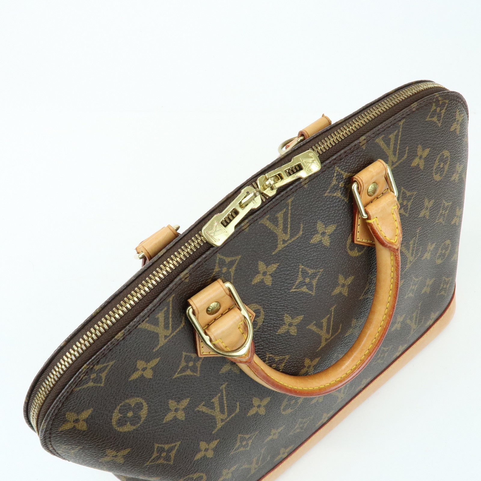 Louis Vuitton Monogram Alma Canvas Leather Hand Bag Brown M51130