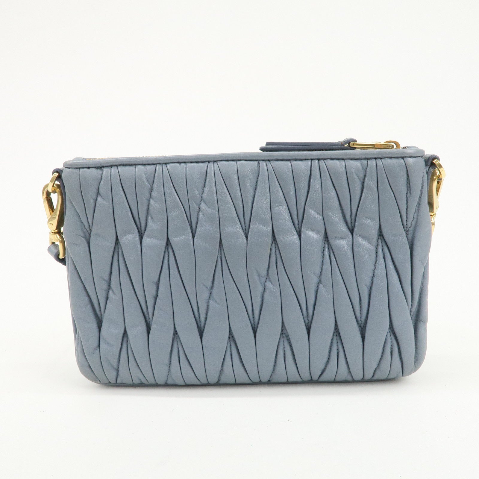 MIU MIU Matelasse Nappa Leather Shoulder Bag Light Blue 5BH057