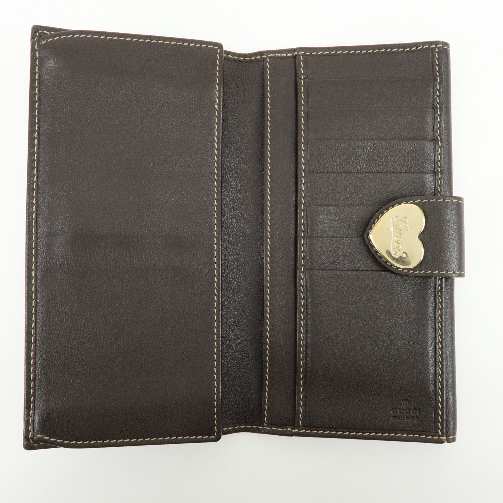 GUCCI GG Heart Logo Canvas Leather W Hook Long Wallet 203550