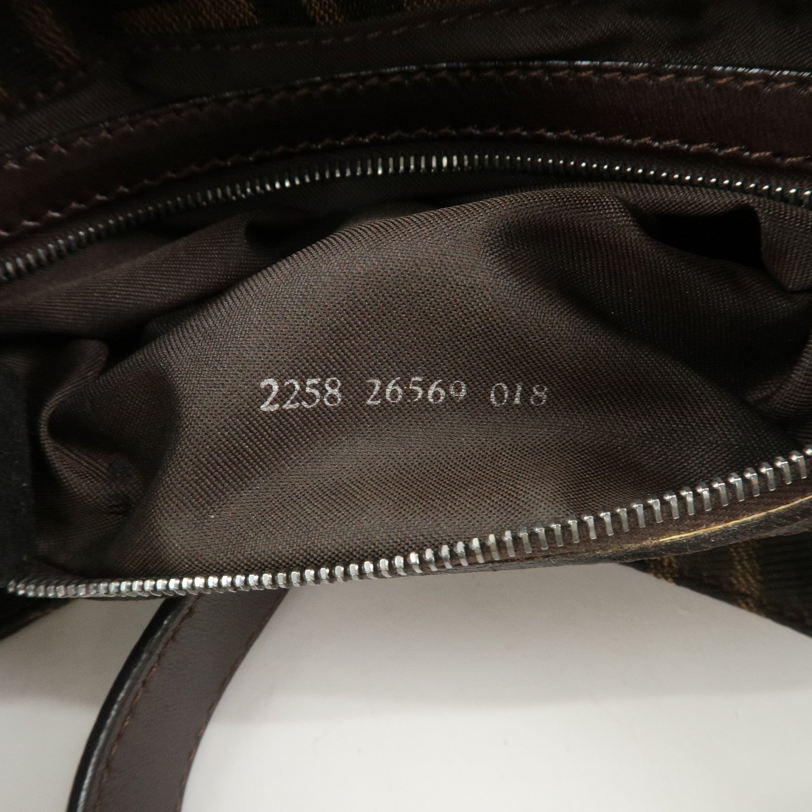 FENDI Zucca Canvas Leather Shoulder Bag Brown Black 26569