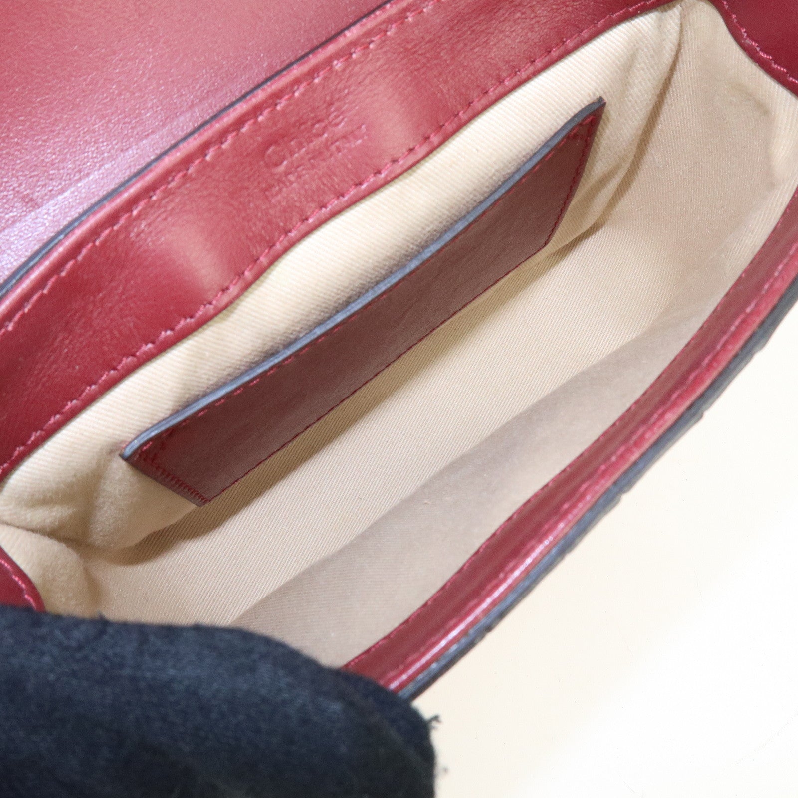 Chloe C Engrabed Leather 2Way Bag Shoulder Bag Bordeaux Yellow