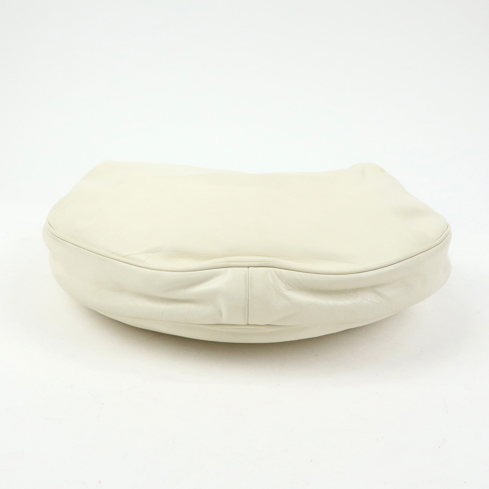 GUCCI Interlocking G Crest Leather Shoulder Bag Ivory 181492